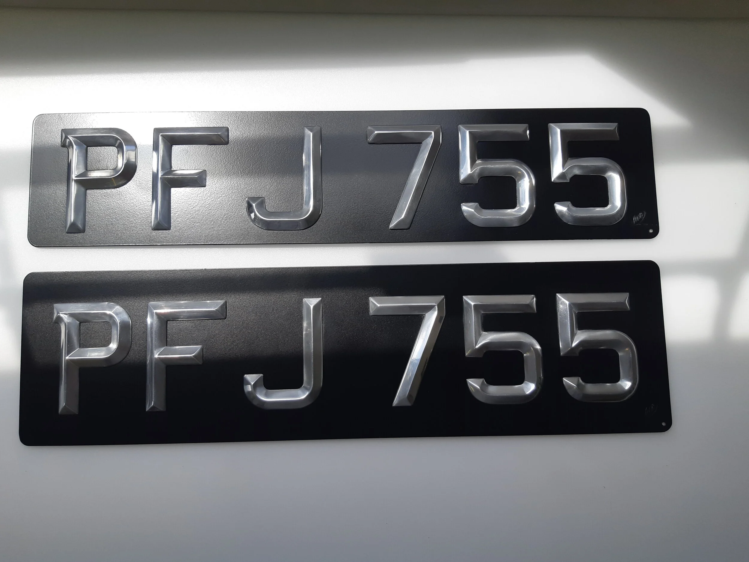 Top; front plate, flat, 20 1/2” x 4 1/2” Bottom; rear plate, flat, 20 1/2” x 5 1/2”