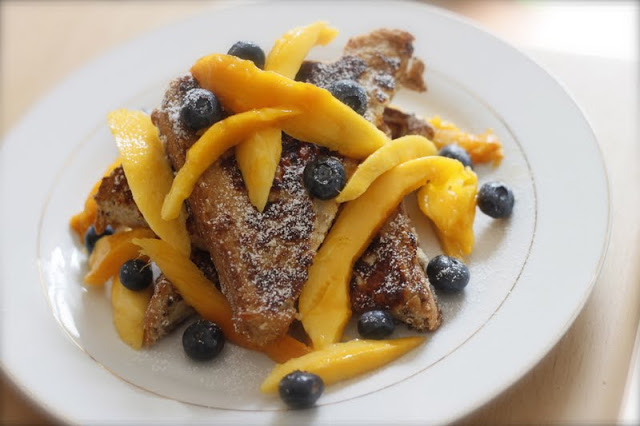 Coconut French Toast With Mango And Blueberries Nutmegs Seven Coconut French Toast With Mango And Blueberries Nutmegs Seven