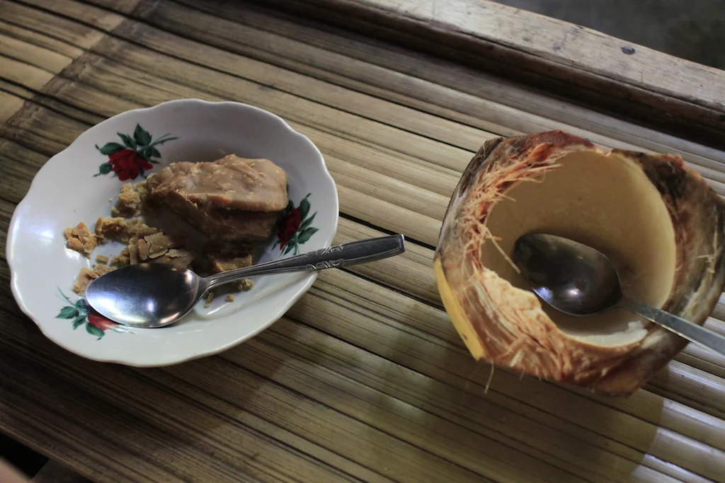 Palm sugar and fresh coconut jelly.