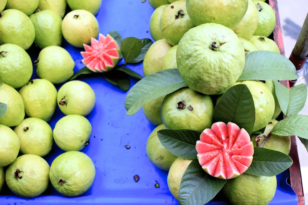 Guava for sale in a market in Cianjur, Java.