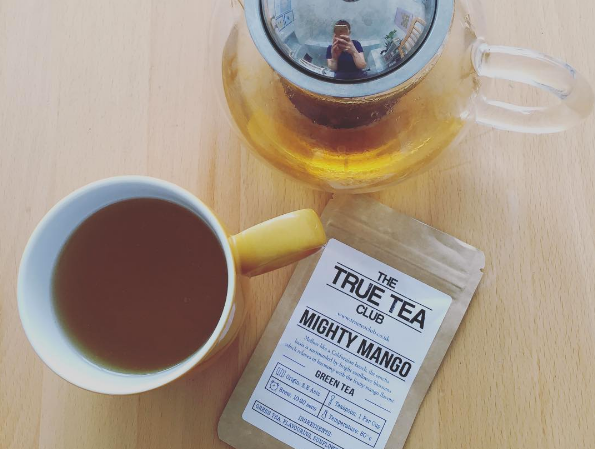 Mighty Mango tea...plus an accidental 'teapot selfie'. It's a thing.