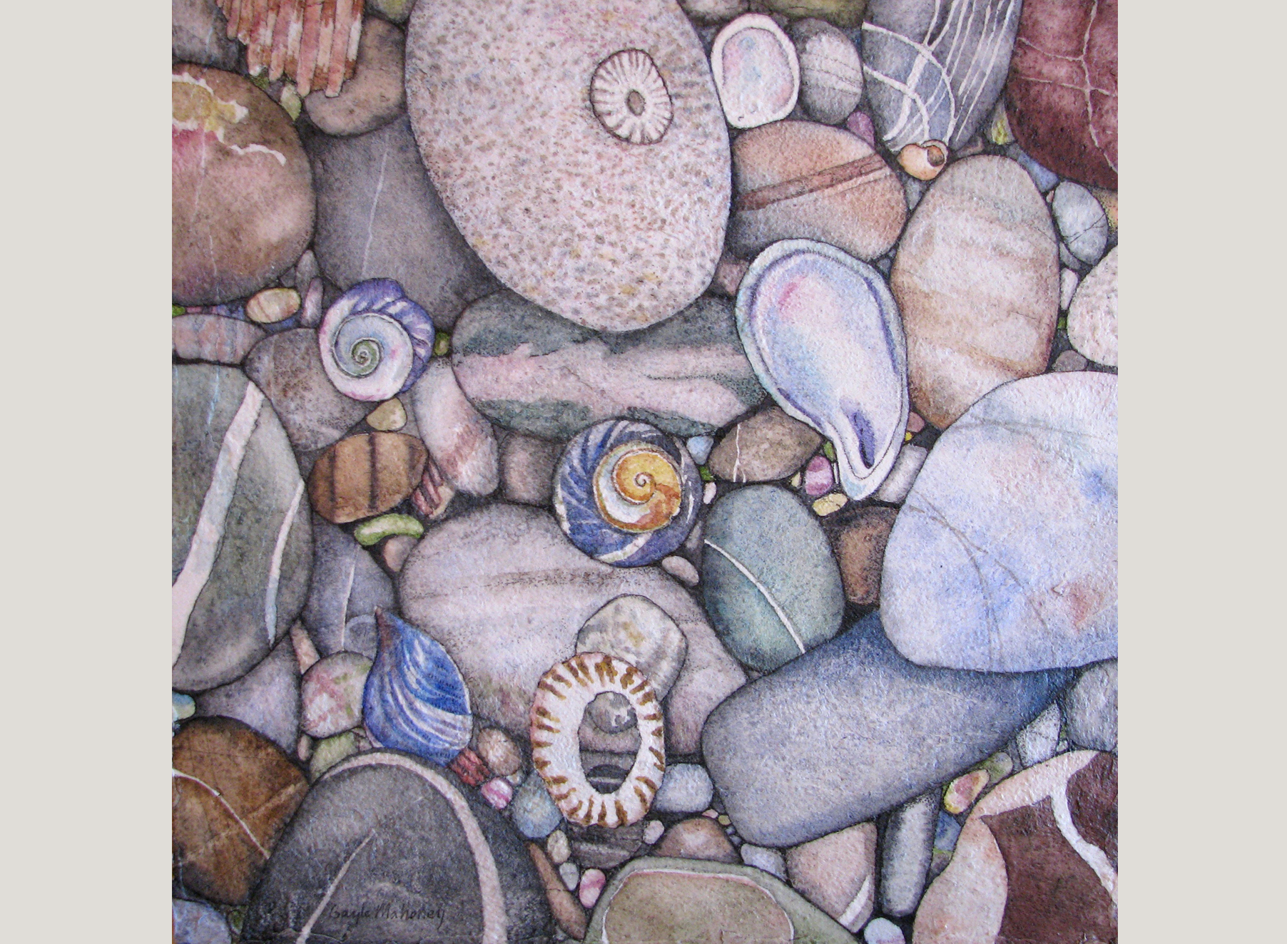 Big Sur River Stones 20x20 — Gayle Mahoney Art