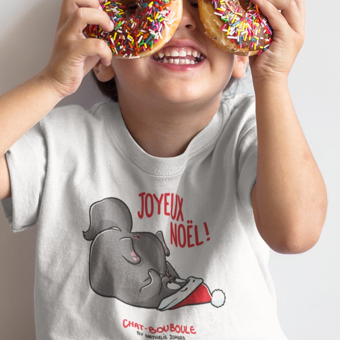 Chat-Bouboule de Noël - T-shirt premium à col rond enfant1.jpg