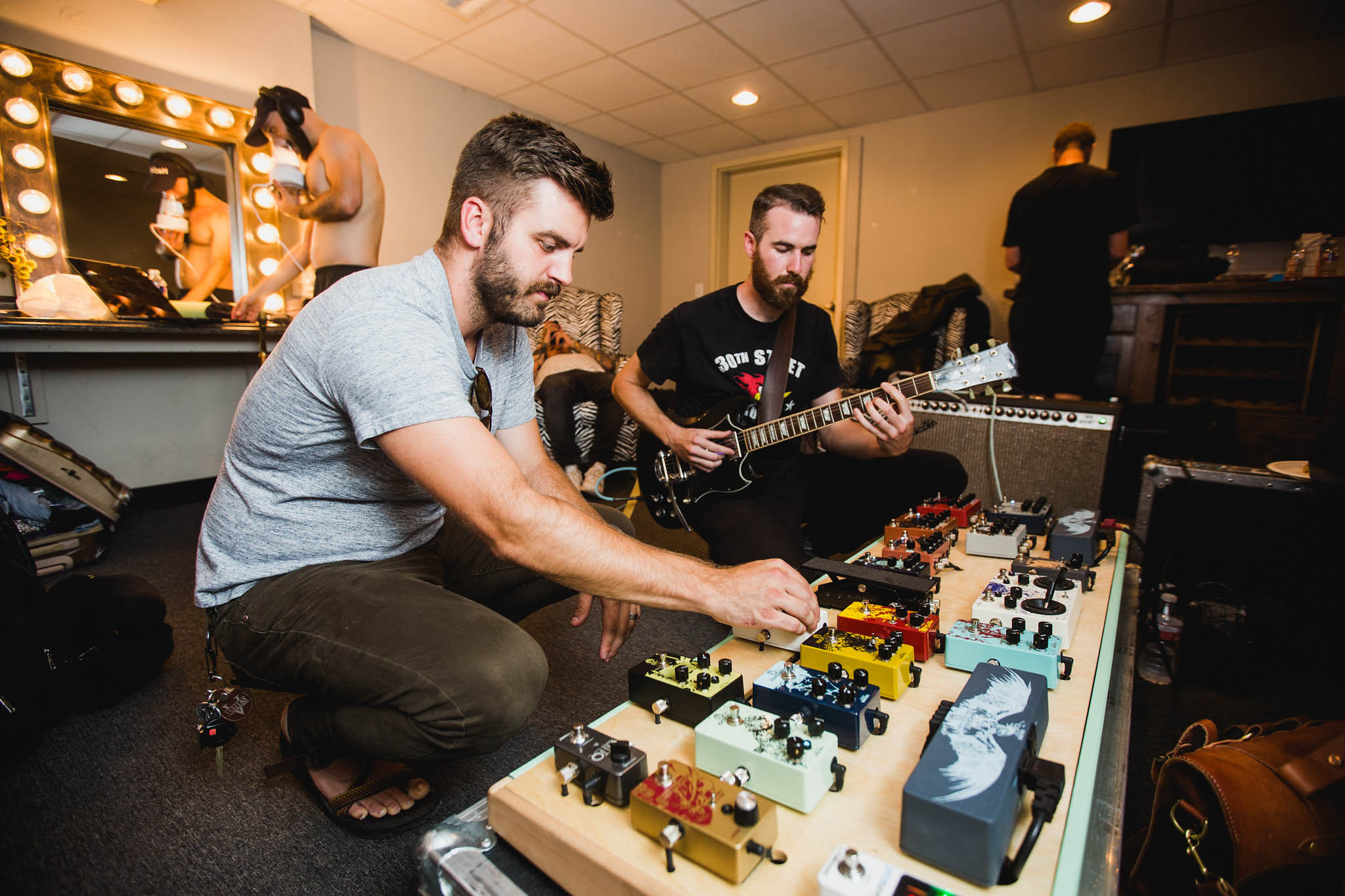 Jason Stulce from Walrus Audio and I going through some of their new pedals in Oklahoma City. Photo: Anna Lee Media 