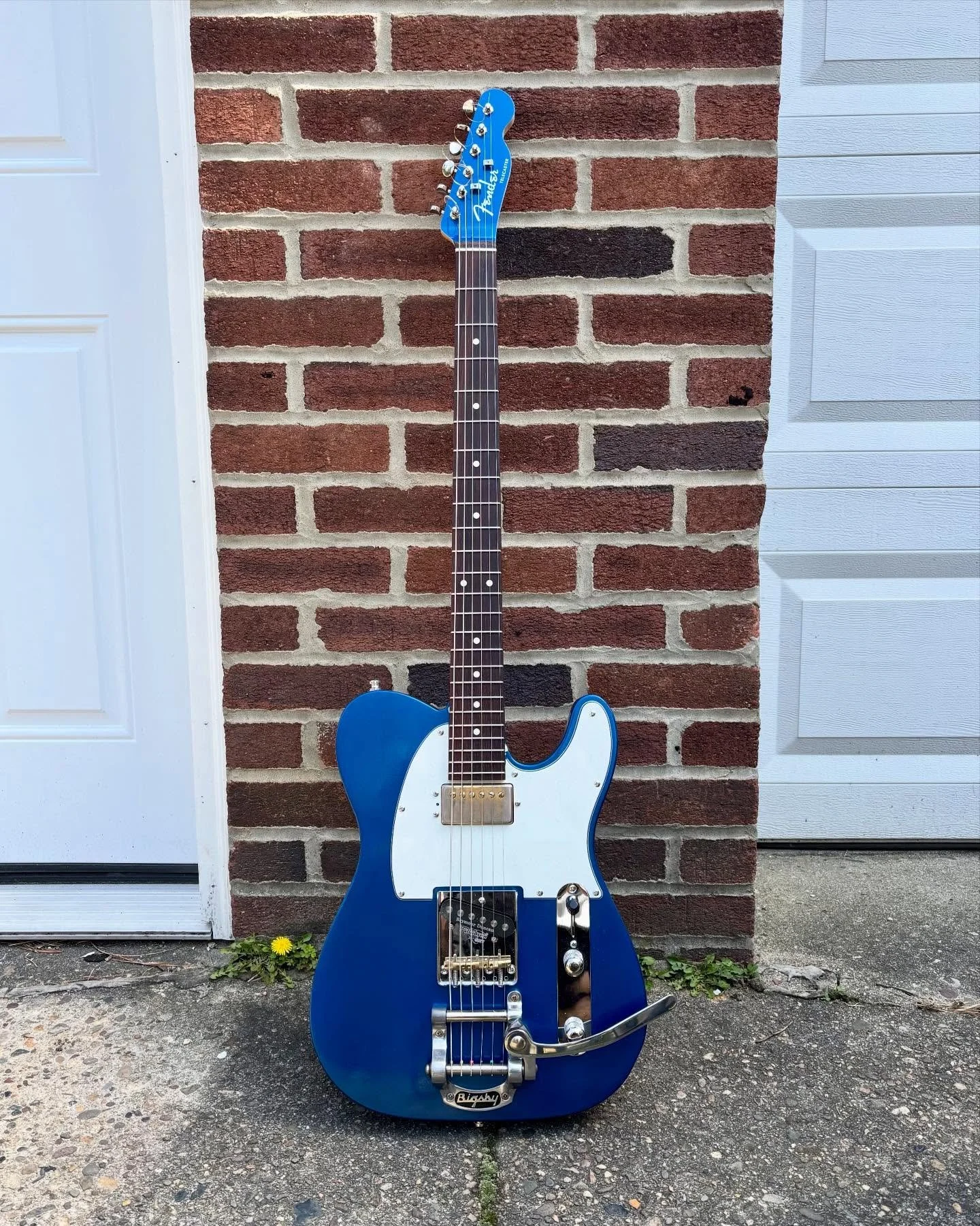 Finally finished this Tele build that I started back in November. The neck is a 24-fret Allparts baritone conversion neck with a 27.78&rdquo; scale and the catalpa body is something I found while poking around Marketplace. The impetus for the project