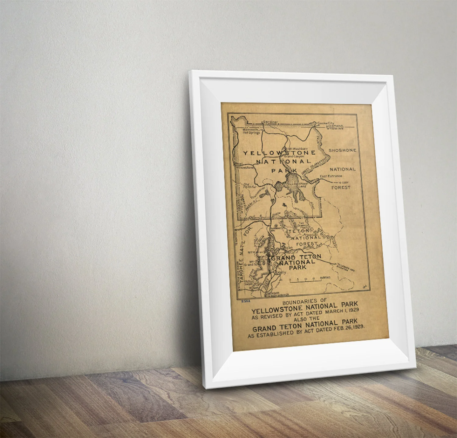 Yellowstone National Park Vintage Map