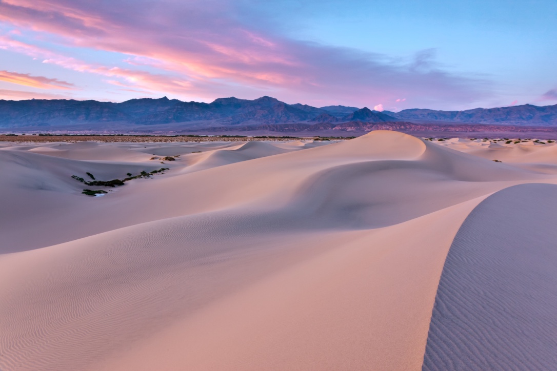 The Mesquite Dunes in Death Valley National Park are a constantly changing phenomenon and the dunes pick up the color of a sunset beautifully - ( PHOTO: JARED ROPELATO/SHUTTERSTOCK)