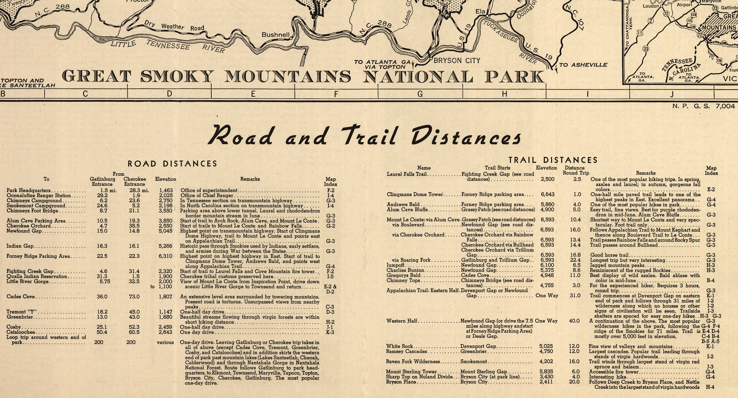 Great Smoky Mountains National Park 1941 Antique Map Reproduction