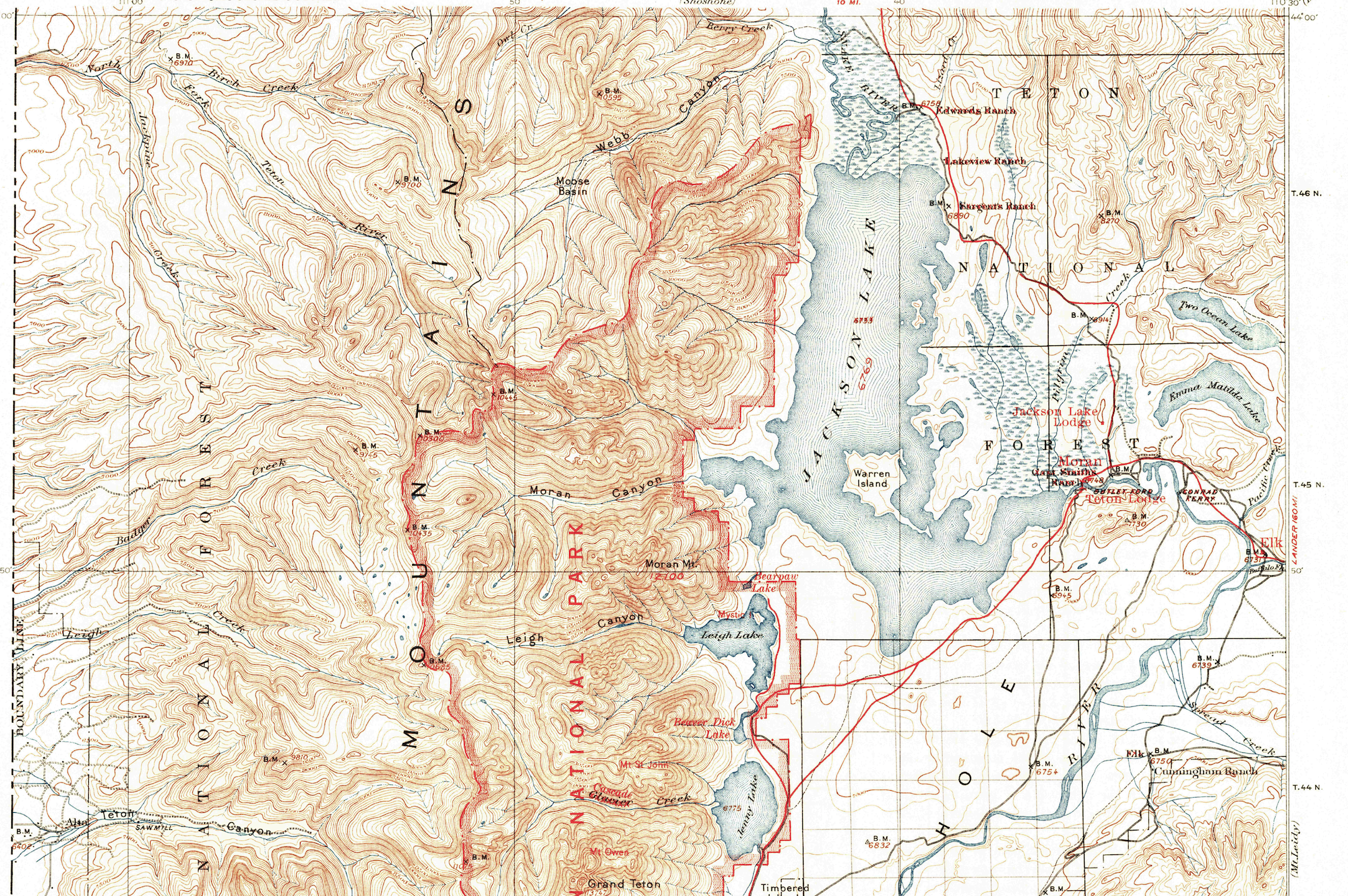 grand teton national park vintage map