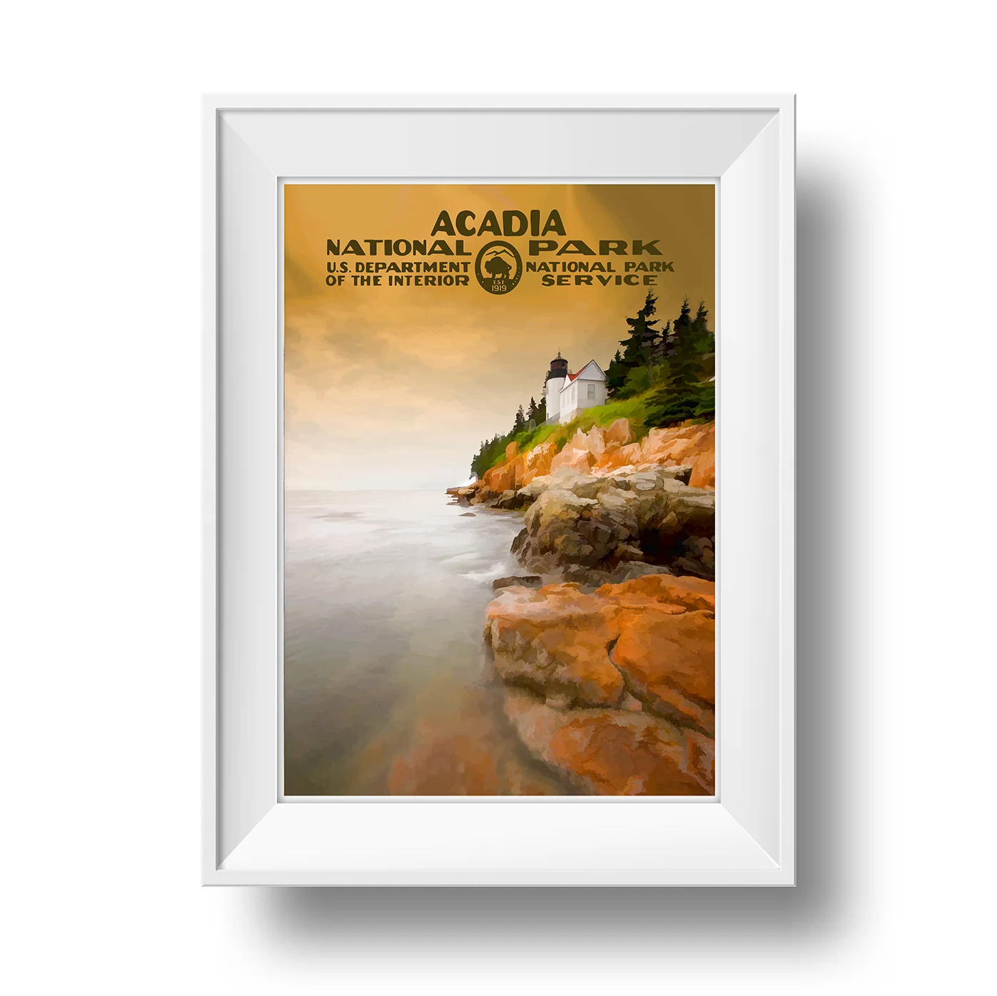 Acadia National Park Poster | National Park Postcard | National Park Art | WPA Poster | National Park Print