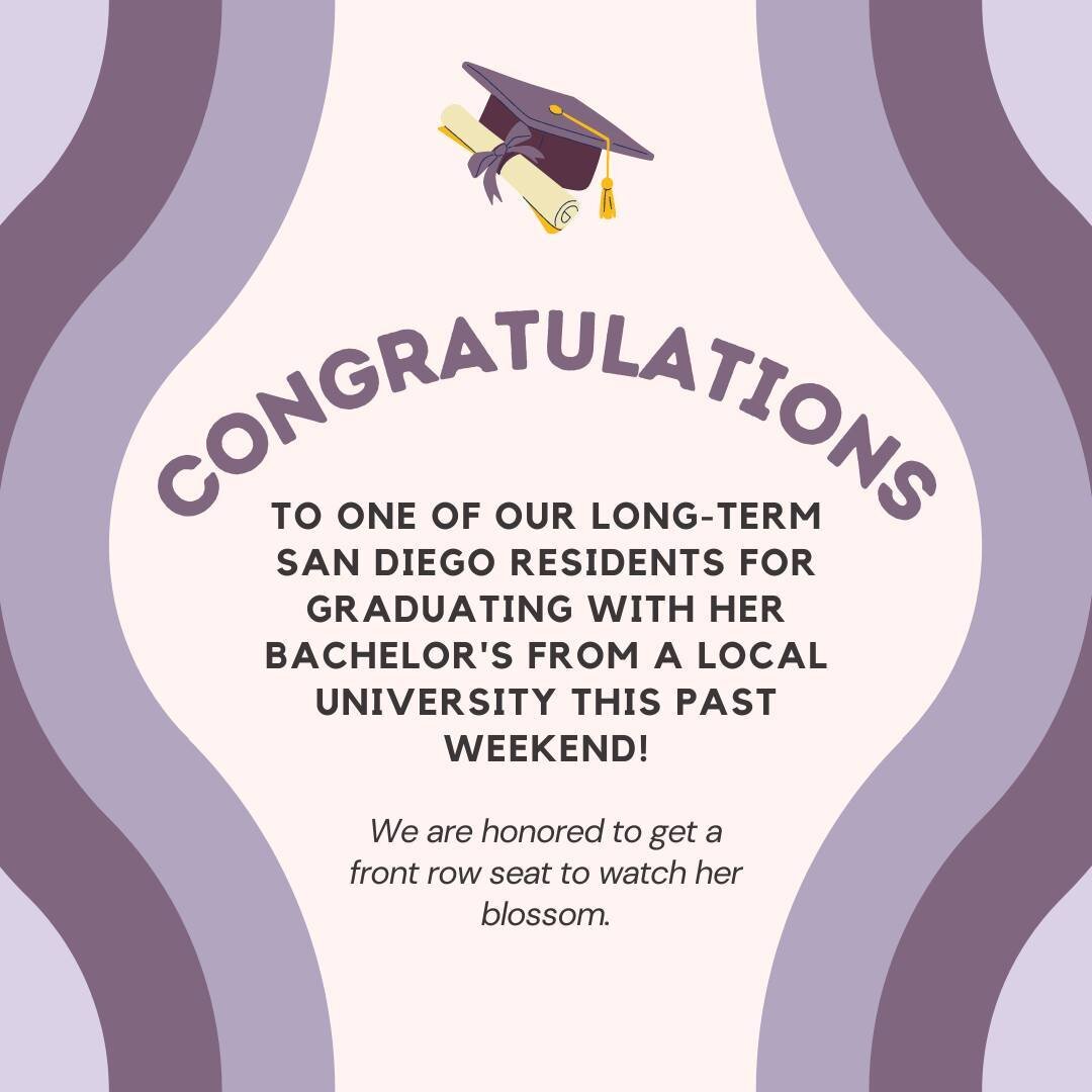 We are proud to announce that one of our long-time residents has graduated with her Bachelor's from a local university! This is a huge accomplishment and we are very honored to share all the hard work of every resident🎓️💜⁠
⁠
⁠
.⁠
.⁠
.⁠
.⁠
.⁠
#sextr