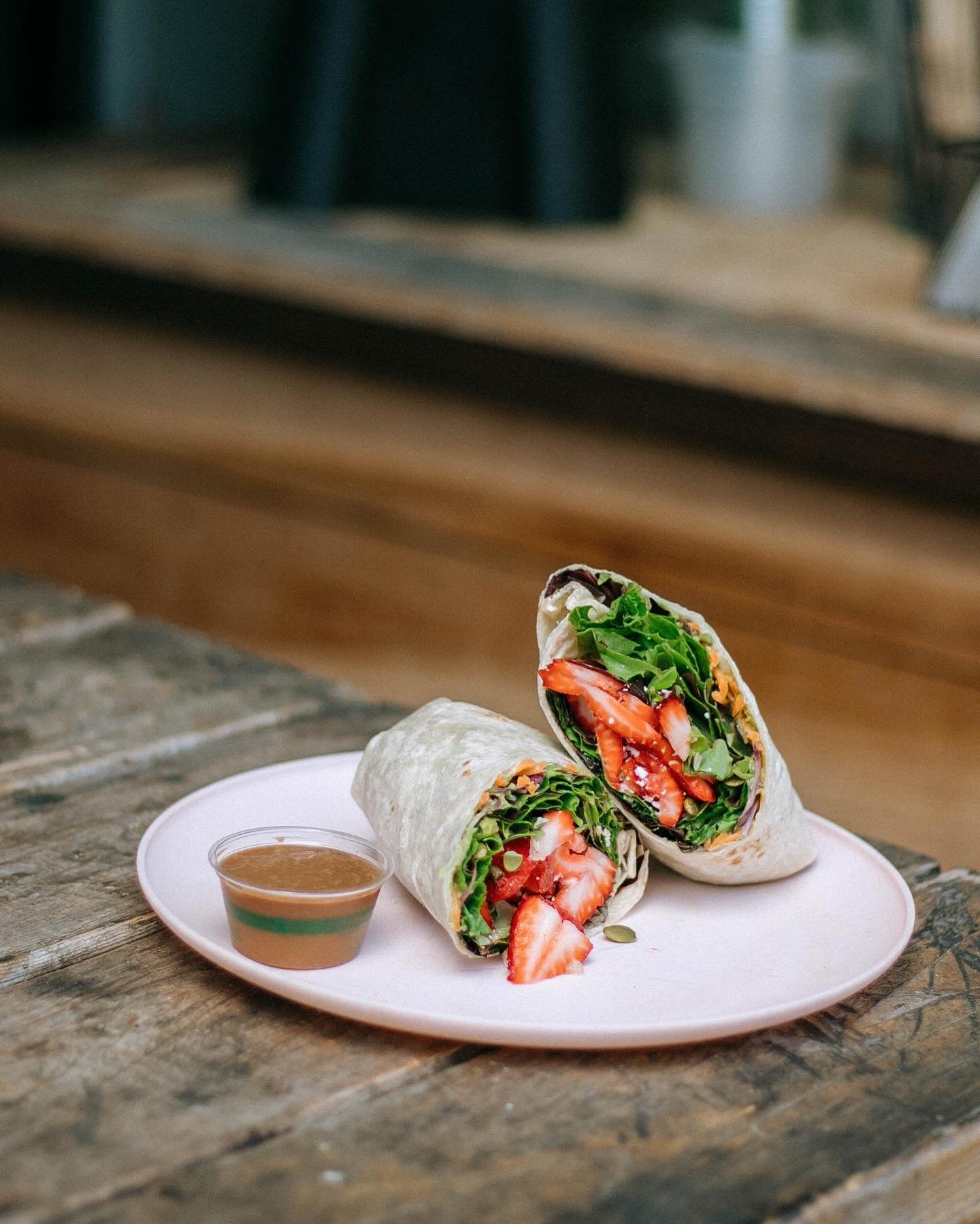 Your last chance to order any of your Spring Favorites on our menu!🍓😍
June 1st we change out our seasonal menu for our Summer highlights! 🥳But before then make sure you get the chance to try our Strawberry Feta Wrap! ✨This wrap has our mixed green