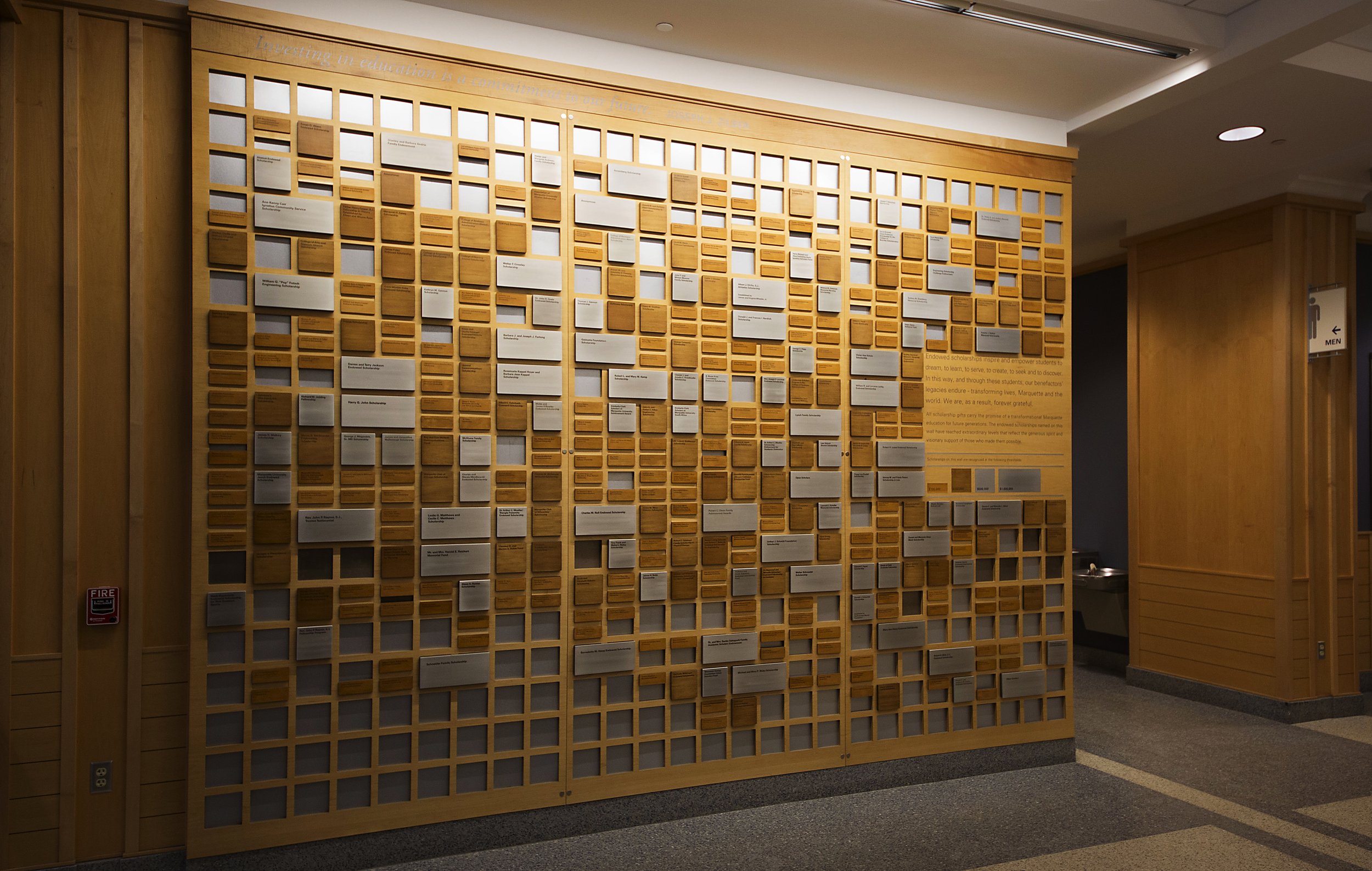 Zilber Hall Marquette University Donor Wall
