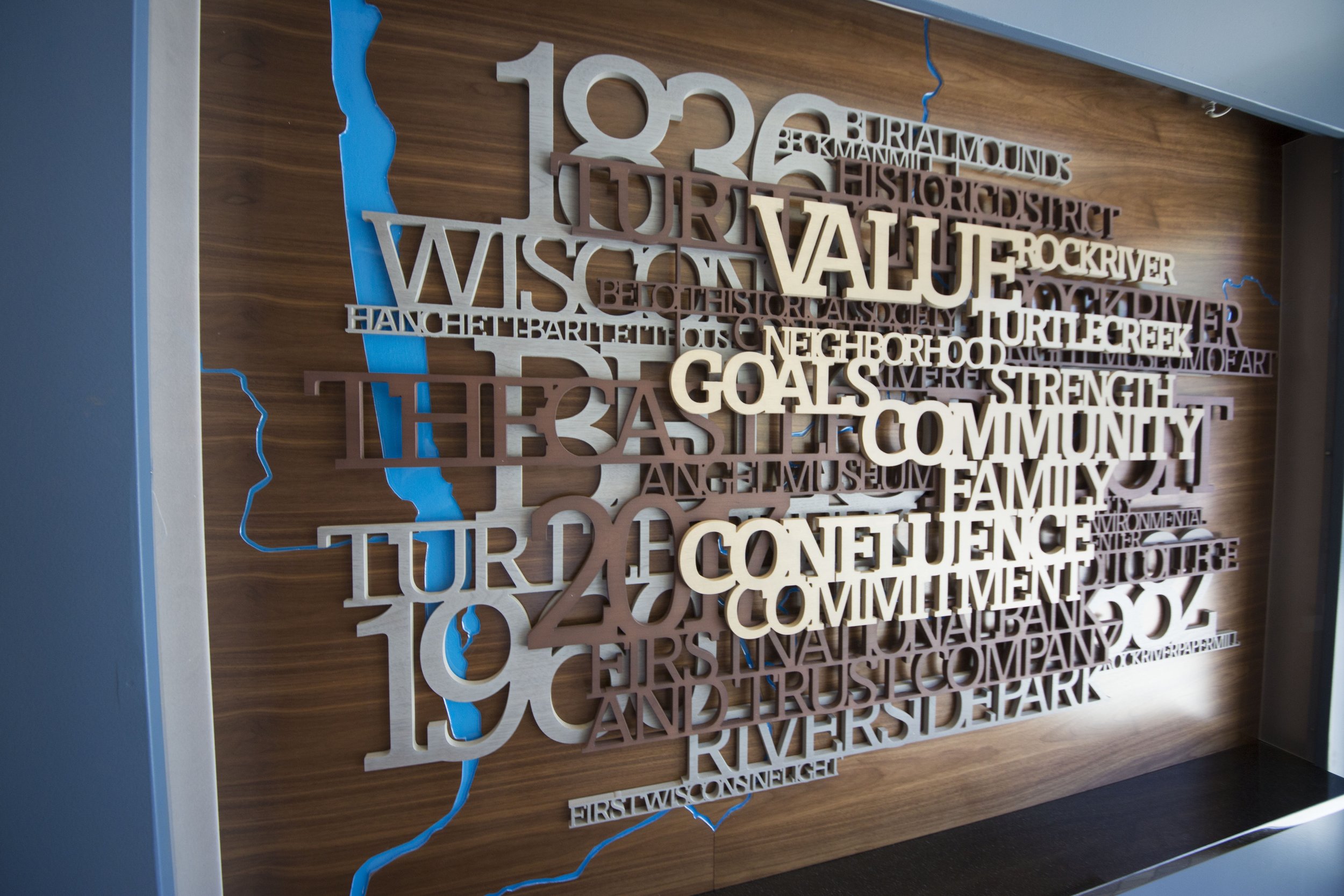 Beloit First National Bank | Typographic and Resin Wall Art