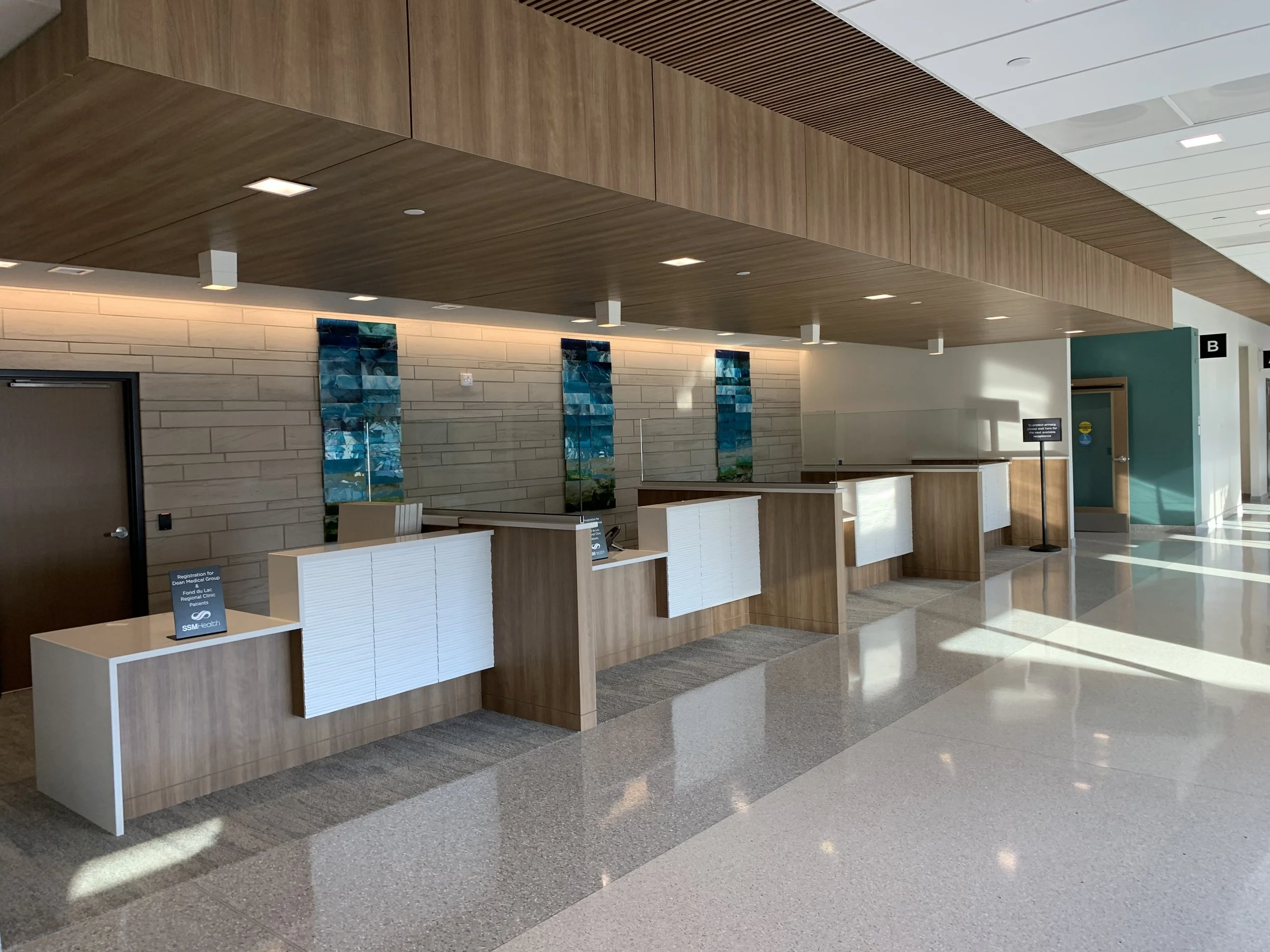 Environmental graphics, donor recognition, and custom installations designed for healthcare and research environments.