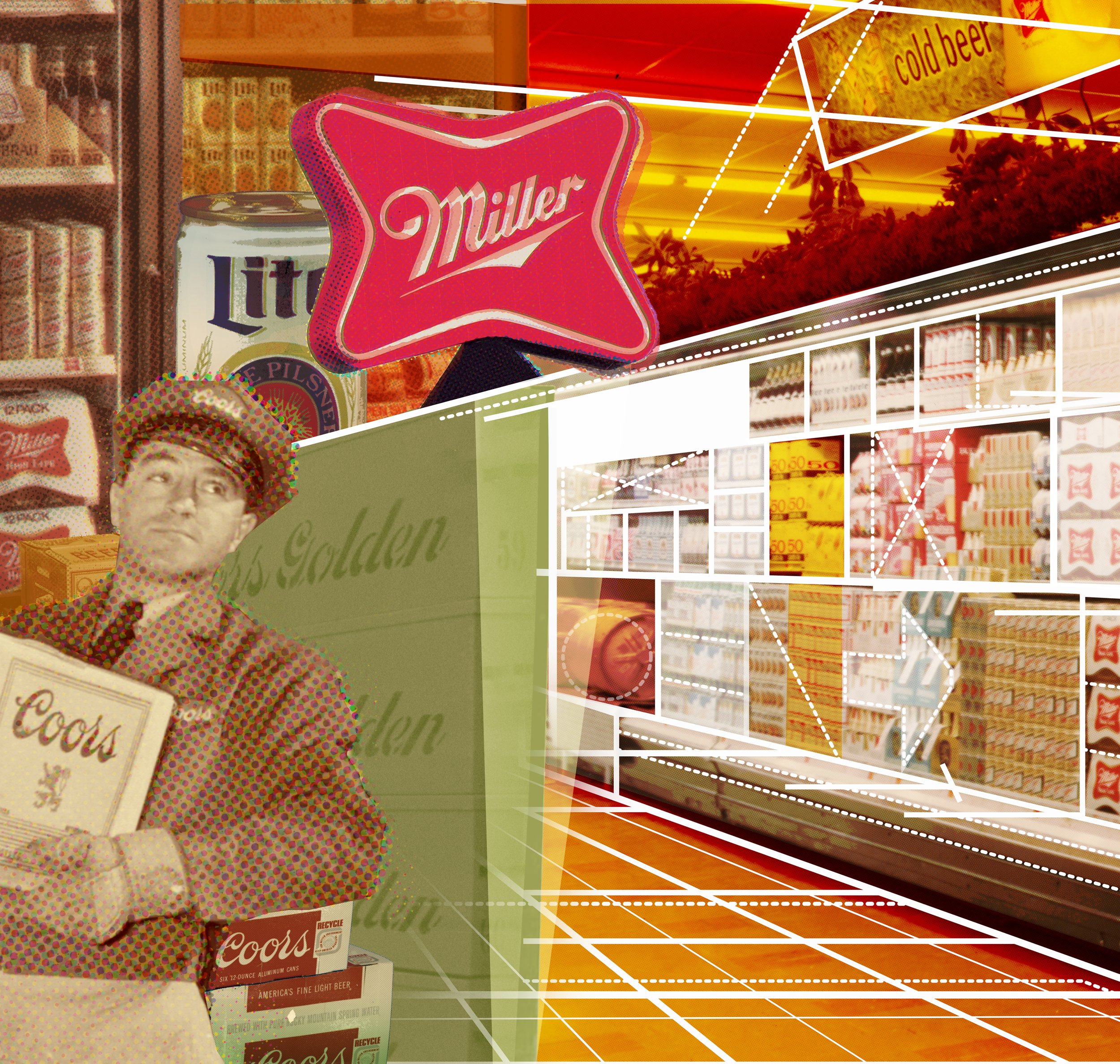 Layered printed and vinyl graphics used in a custom environmental design installation.