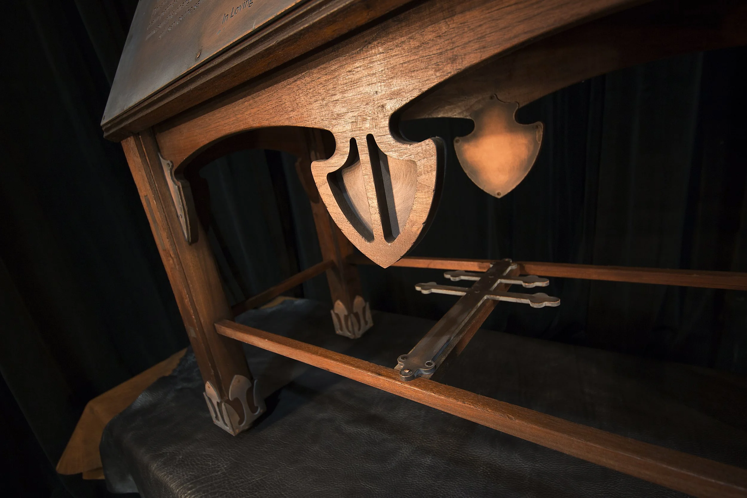 Handcrafted wood feature showing skilled millwork, joinery, and custom dimensional detailing.