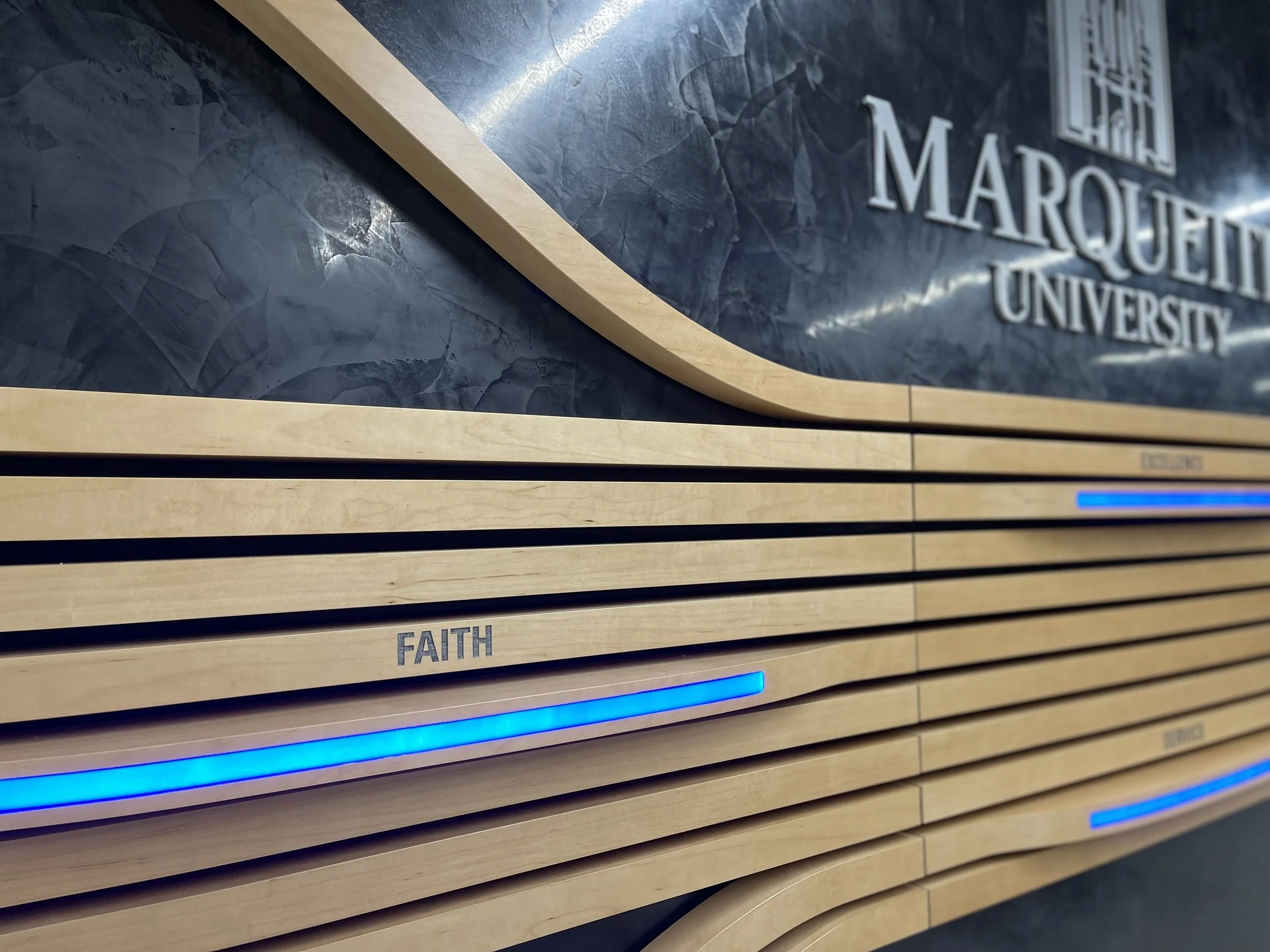 Experiential design, donor recognition, and environmental graphics created for educational environments.