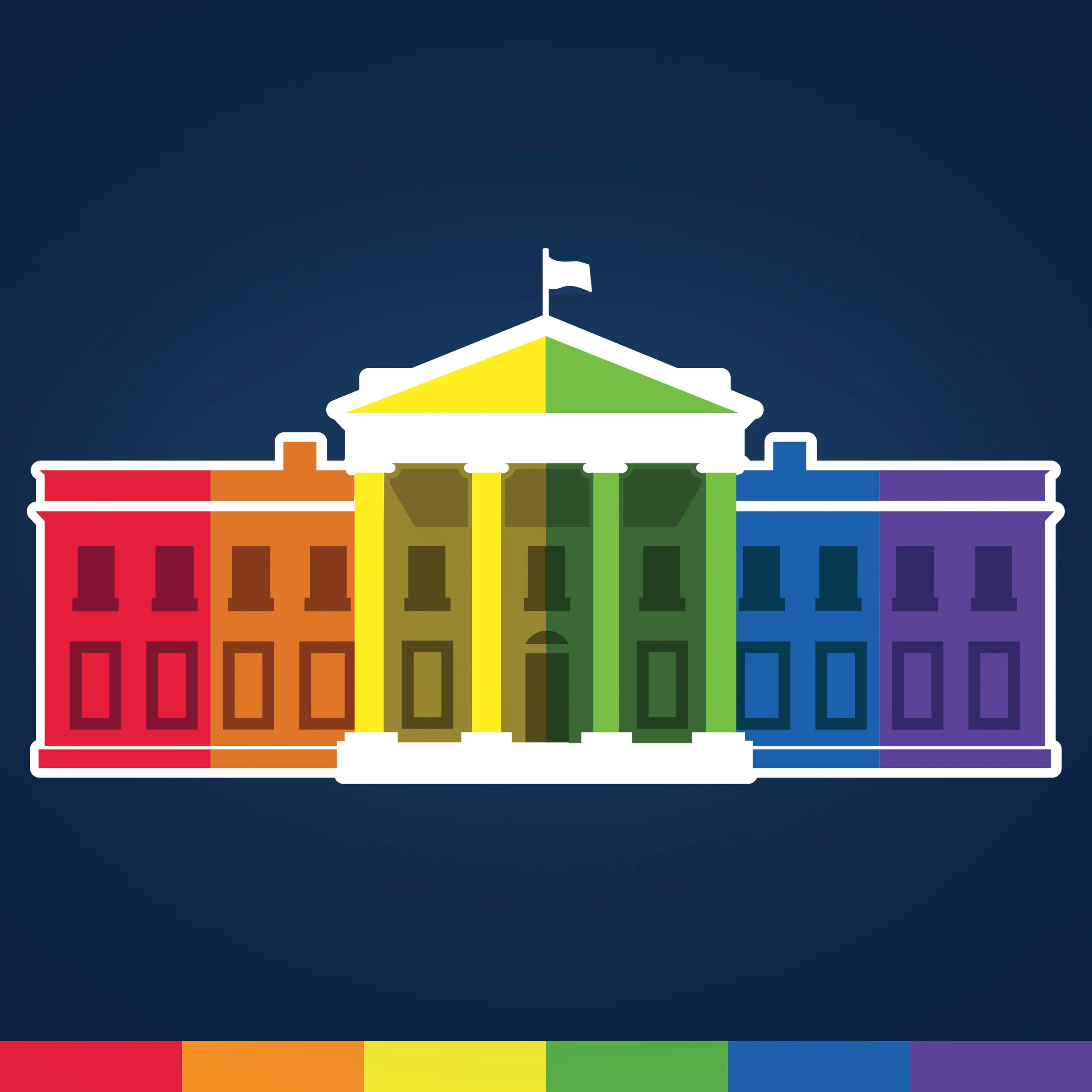 June 2015 rainbow White House iconography developed to celebrate the Supereme Court Decision to legalize same-sex marriage across the United States