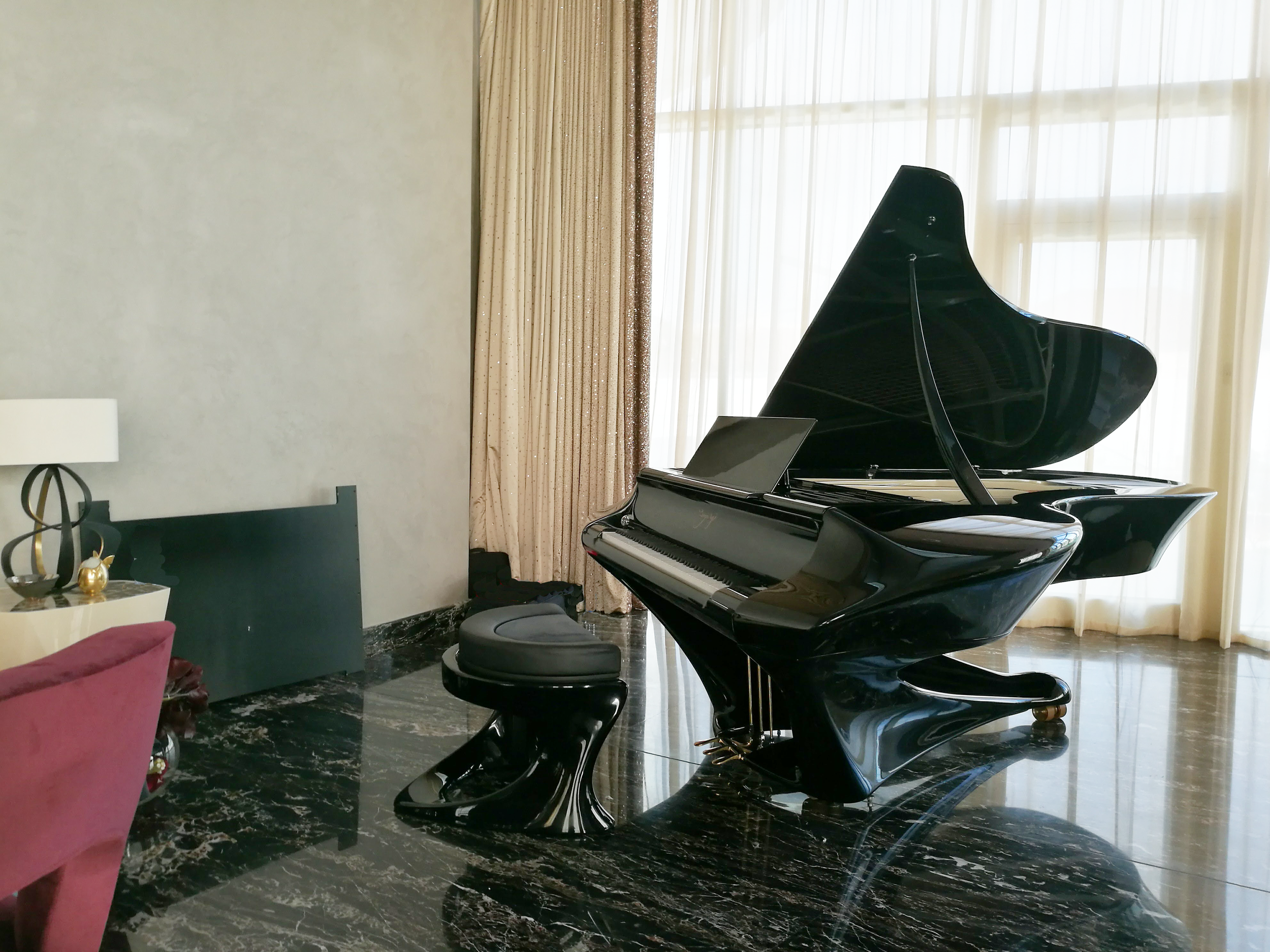 luxury in Lagos with one of the original Bogányi pianos