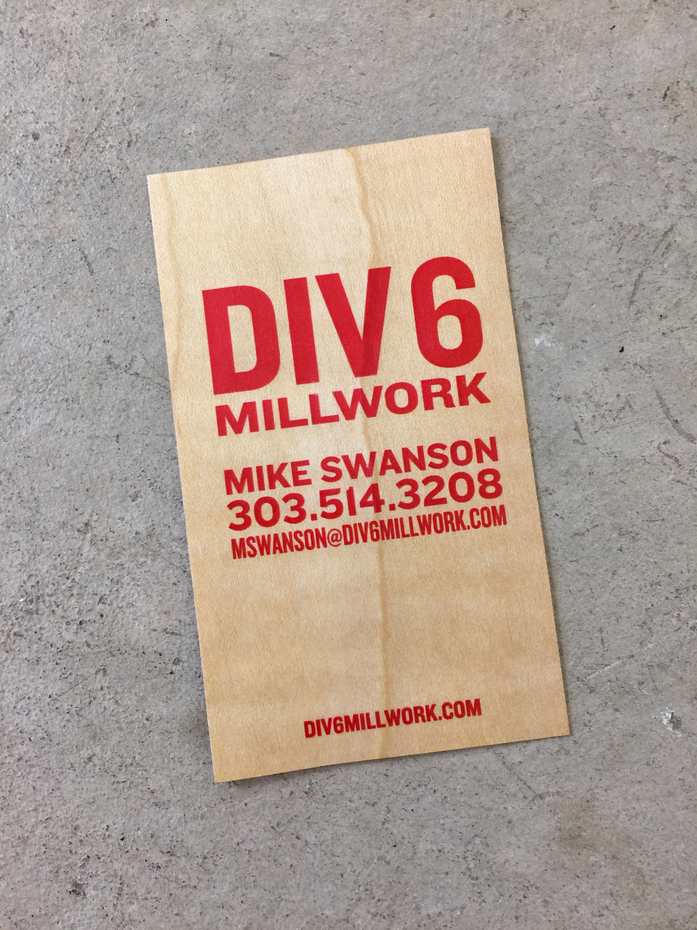DIV6 Millwork Business Card