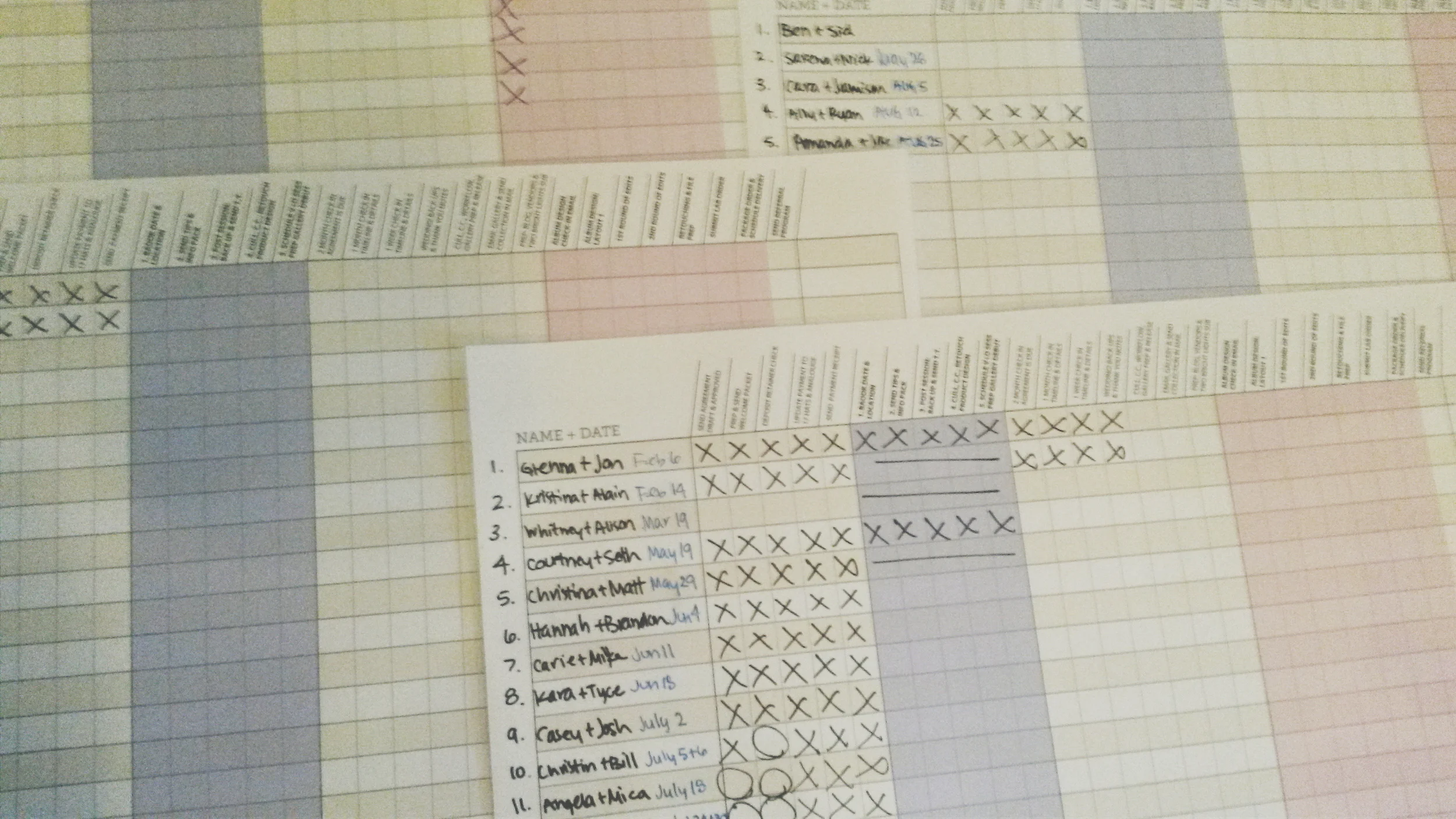  upgrading my "WEDDING HEADQUARTERS" workflow chart, with new color columns..ouuu!
