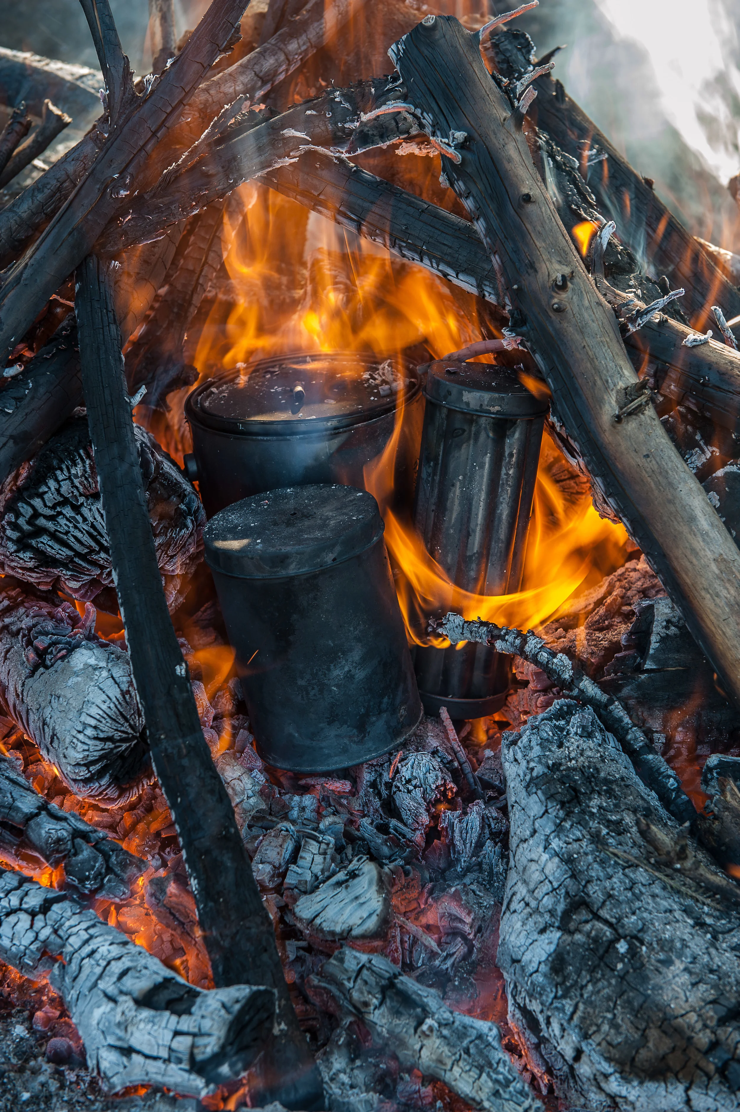 Charcoal Can Kilns Firing.