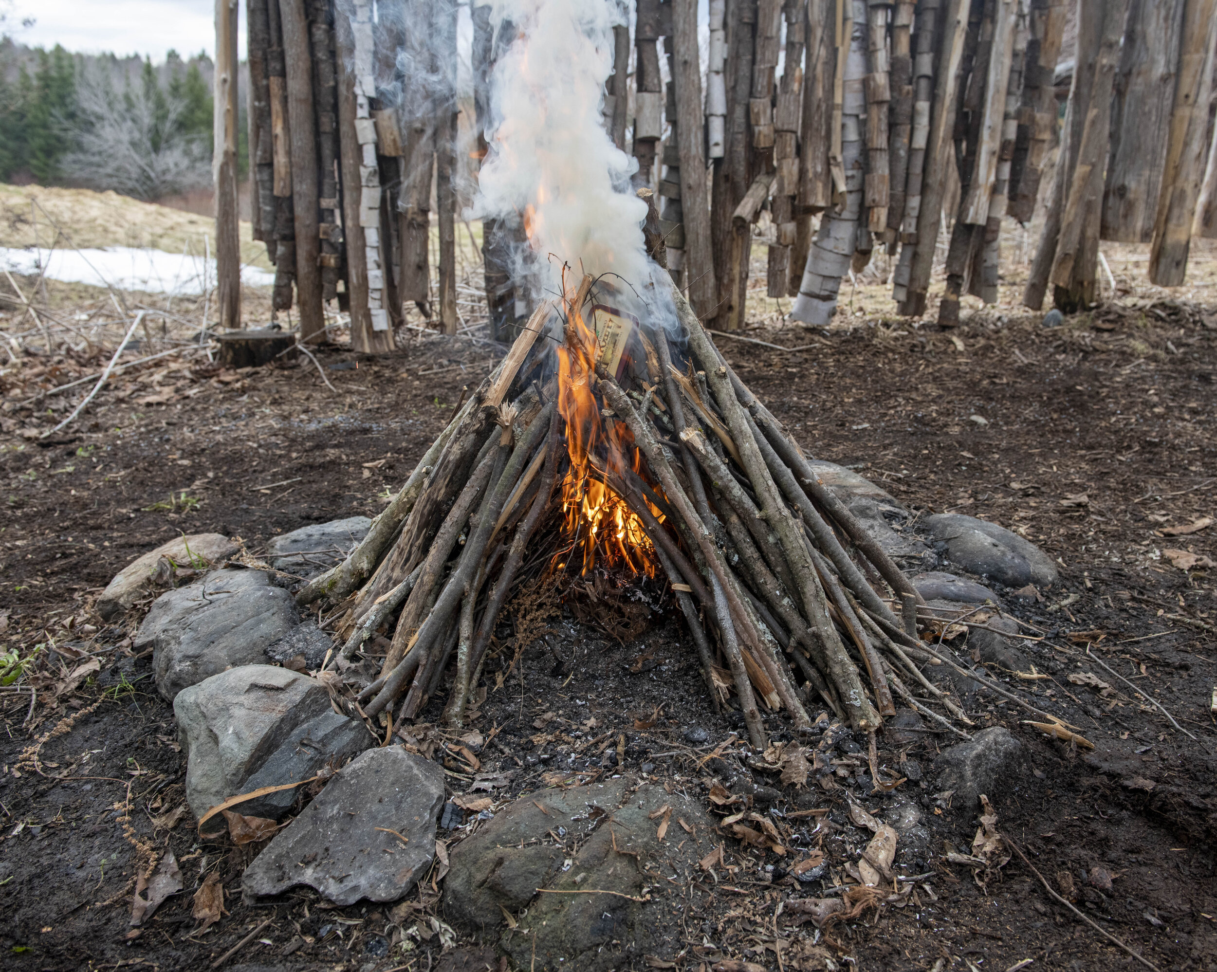 The Organic Artist for Kids tipi fire structure