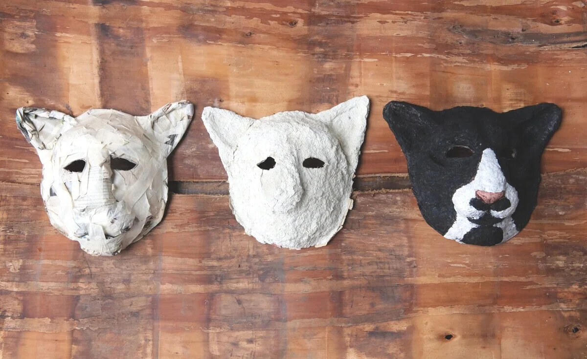 The Organic Artist for Kids papier mache masks