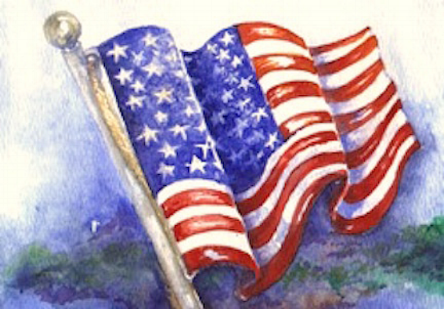 American Flag by Elle Fagan Price on Request - contact artist. These and other patriotic images and symbols are for sale here at the site and for your enjoyment at the Gallery of Patriotic Images link, above. 