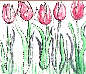 1990 Tulips on plaster