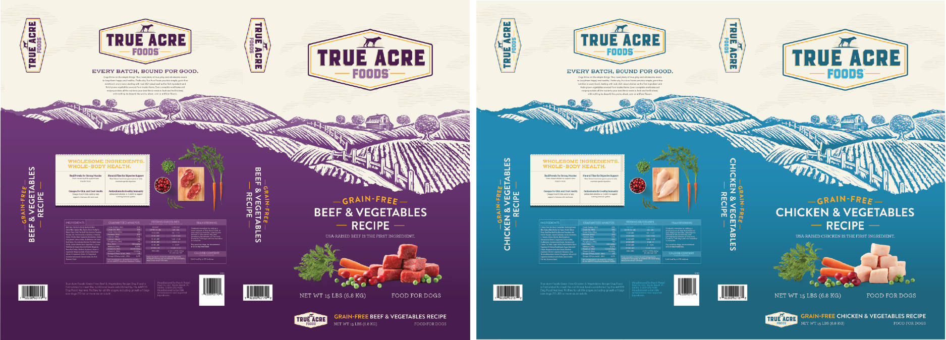 True Acre Foods Flattened Packaging | Designed by David Blank