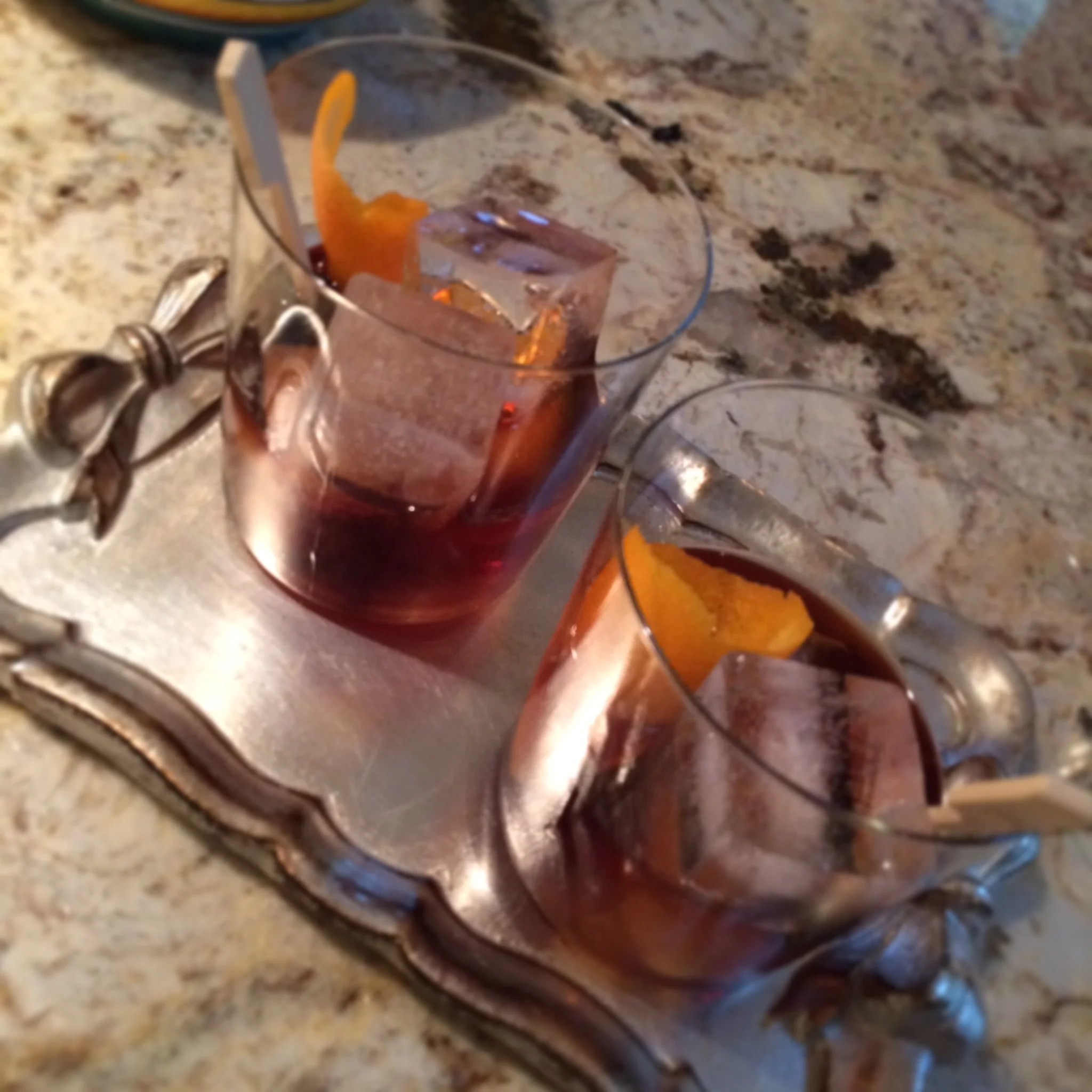 The After Dinner Tim 1 Oz grand marnier 1 Oz Amaretto 1/4 Oz Averna (capful) 1/4 Oz Maraschino (Capful) 3 dashes Orange bitters 1 dash angostura bitters 3-5 dashes Tim's Orange pepperWOOD tincture Orange peel 1"x2" Mix ingredients in a high ball glass with large iced cubes. Add Italian cherries, flame orange zest over mixed drink. 