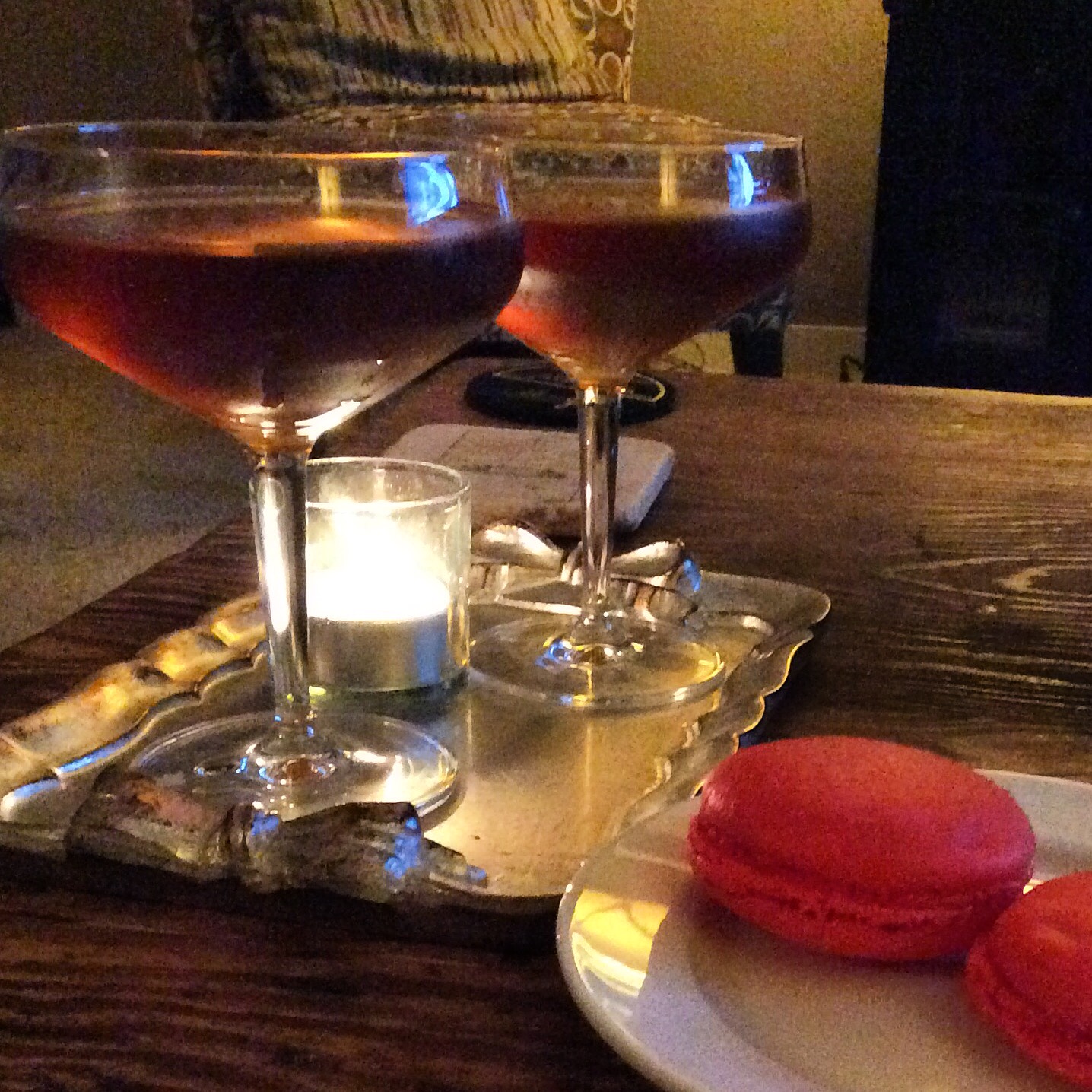 Green Fairy & Cherry 2 oz whiskey .75 vermouth .25 kirsch .50 absynth to line the glass Mix in cocktail mixing glass and serve in an OG champagne glass or couple.