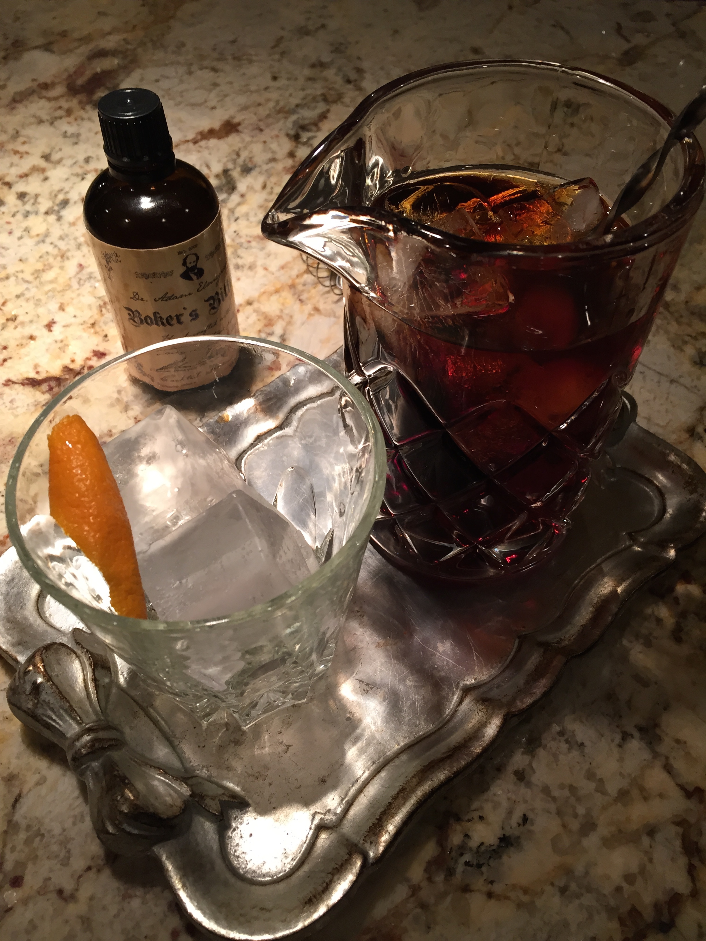 Tim’s Broken Left Hand (aka The Demarco Murray) 1 oz Jameson Whiskey .5 oz Benadictine .5 oz Braulio Amaro 2 dashes Bokers bitters Orange Zest Mix ingredients in mixing glass. Pour over large rocks, add zest. Drink. Run for 100 yards. 