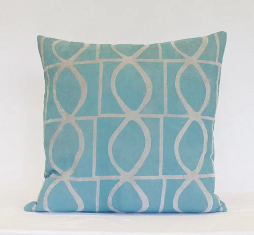 Mod Link, Mid Mod, Bespoke, Handmade, Handprinted, Block Printed, Pillow, Made By Hand, Velvet, Custom Textile, blockprintedfabric