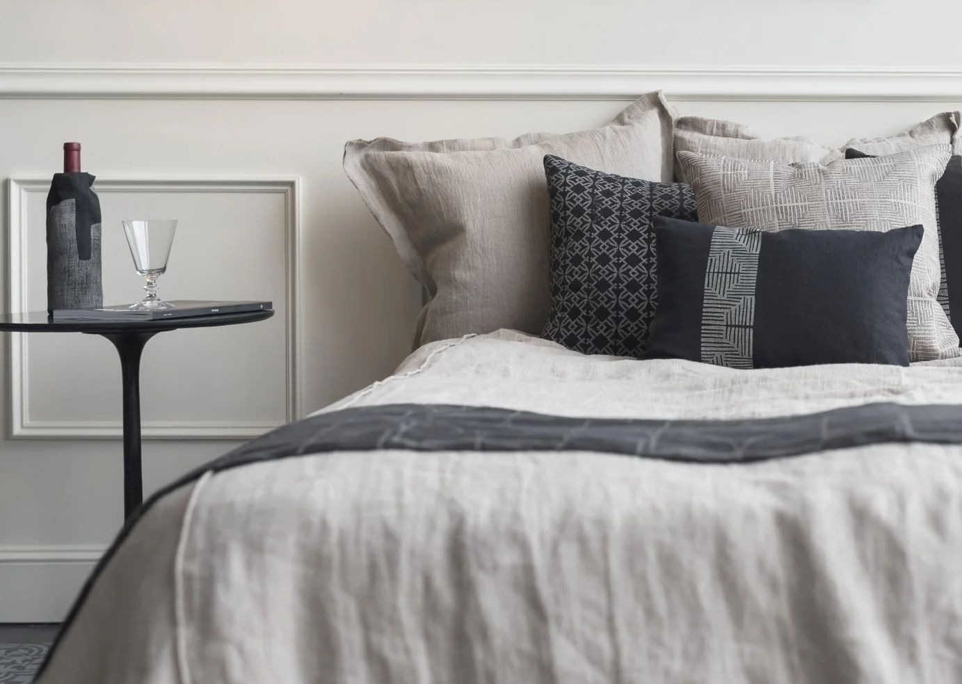 Natural Linen Bedding, Home Decor, Bespoke Design, Punched Tin, Block Printed, Made By Hand Textiles, Custom, Pillows, Throw