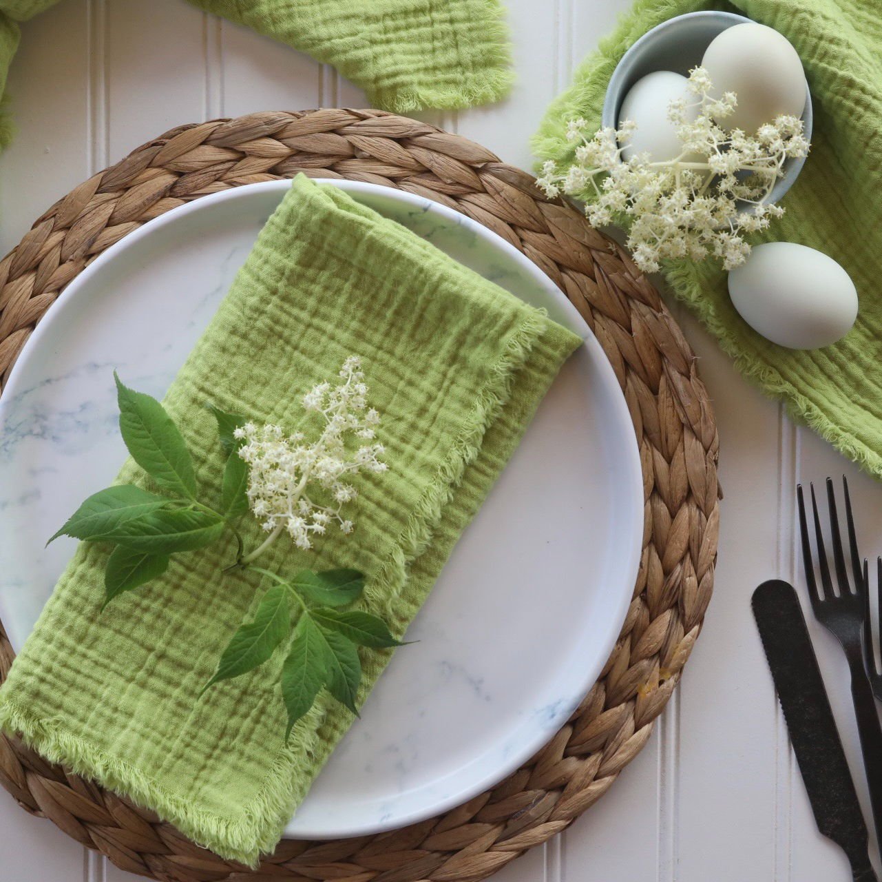 Hosting a dinner party? Impress your guests with the eco-chic touch of cotton napkins. Not only do they elevate the ambiance, but they also show your commitment to sustainability. Ripple cotton in Lime