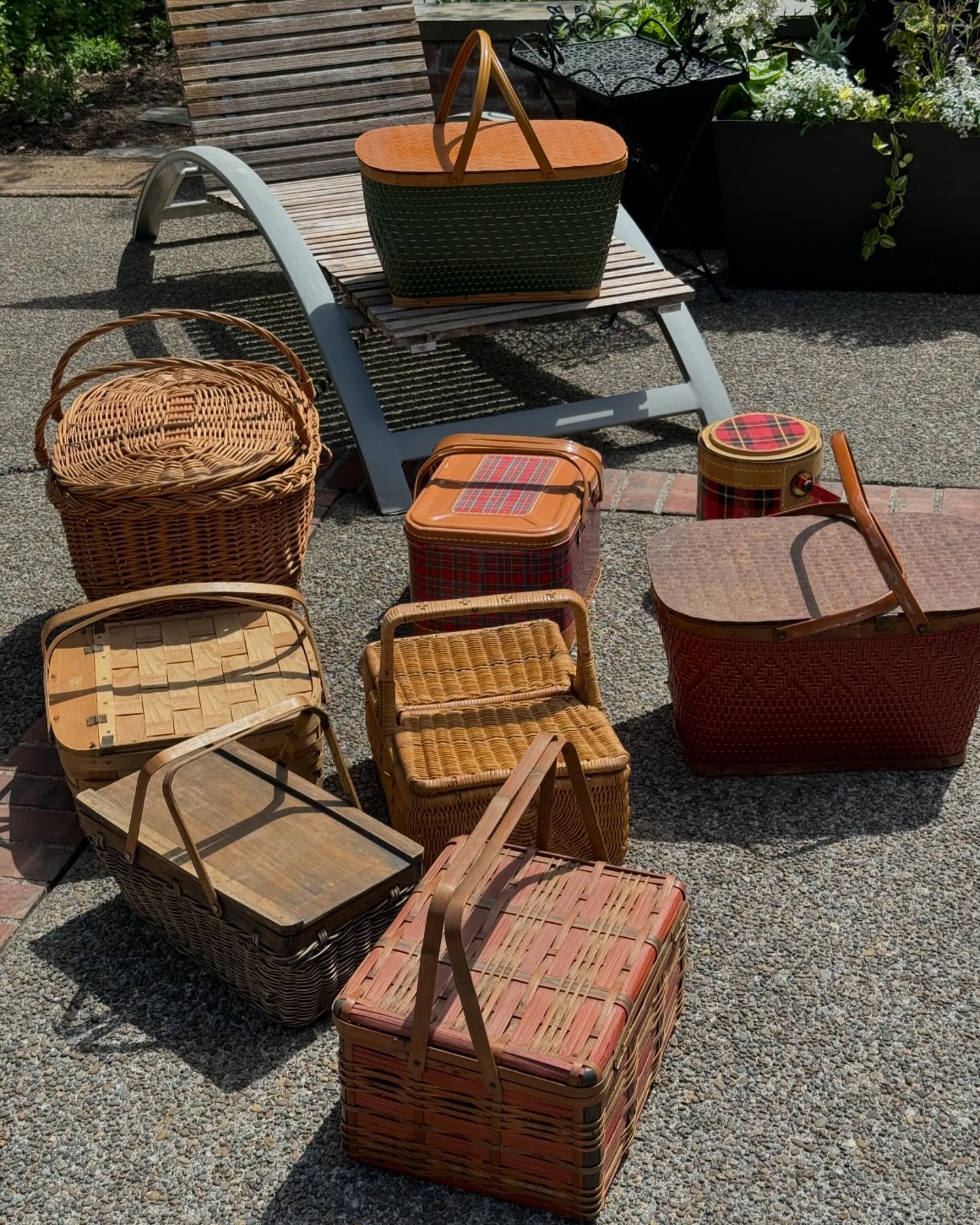 Okay&hellip;so I might have a picnic basket problem&hellip;but&hellip;I use them all! Really! Cleaning them up today while the sun is shining. They will all be used for an exciting 90th birthday celebration for my Mom! 🧺