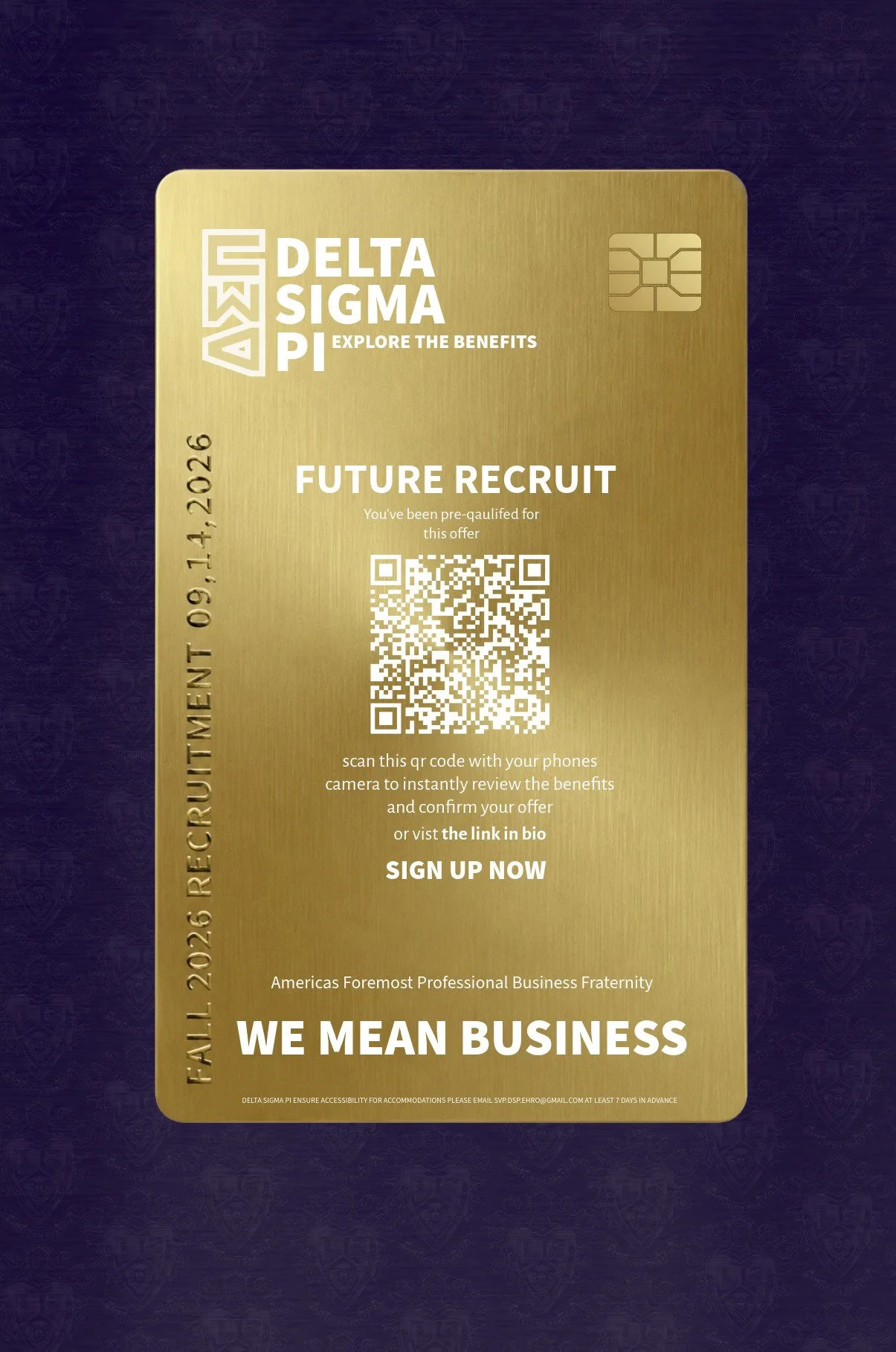 Picture of a credit card  with the sign up for recruitment.