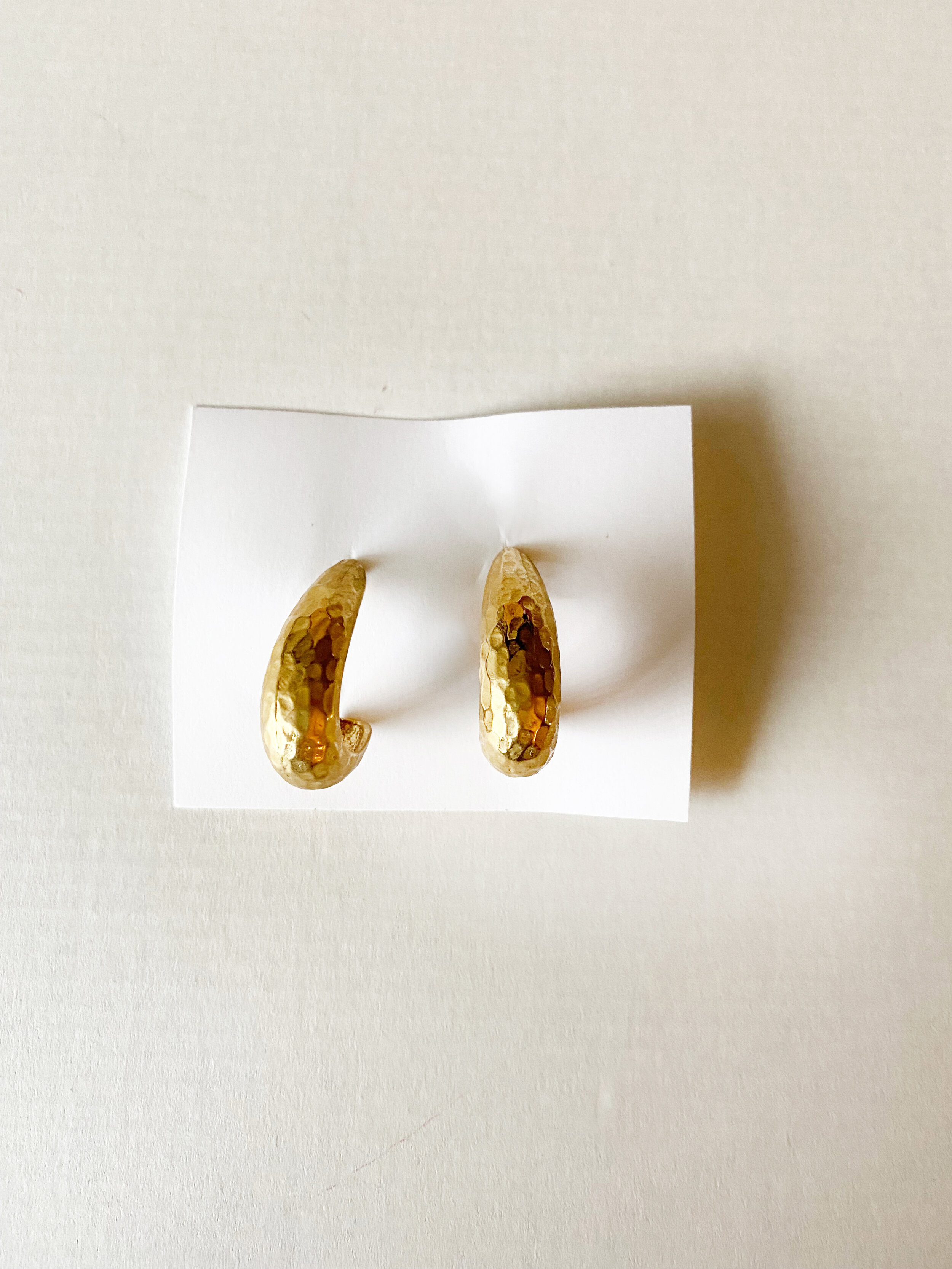 Costume Hammered Gold Earrings 