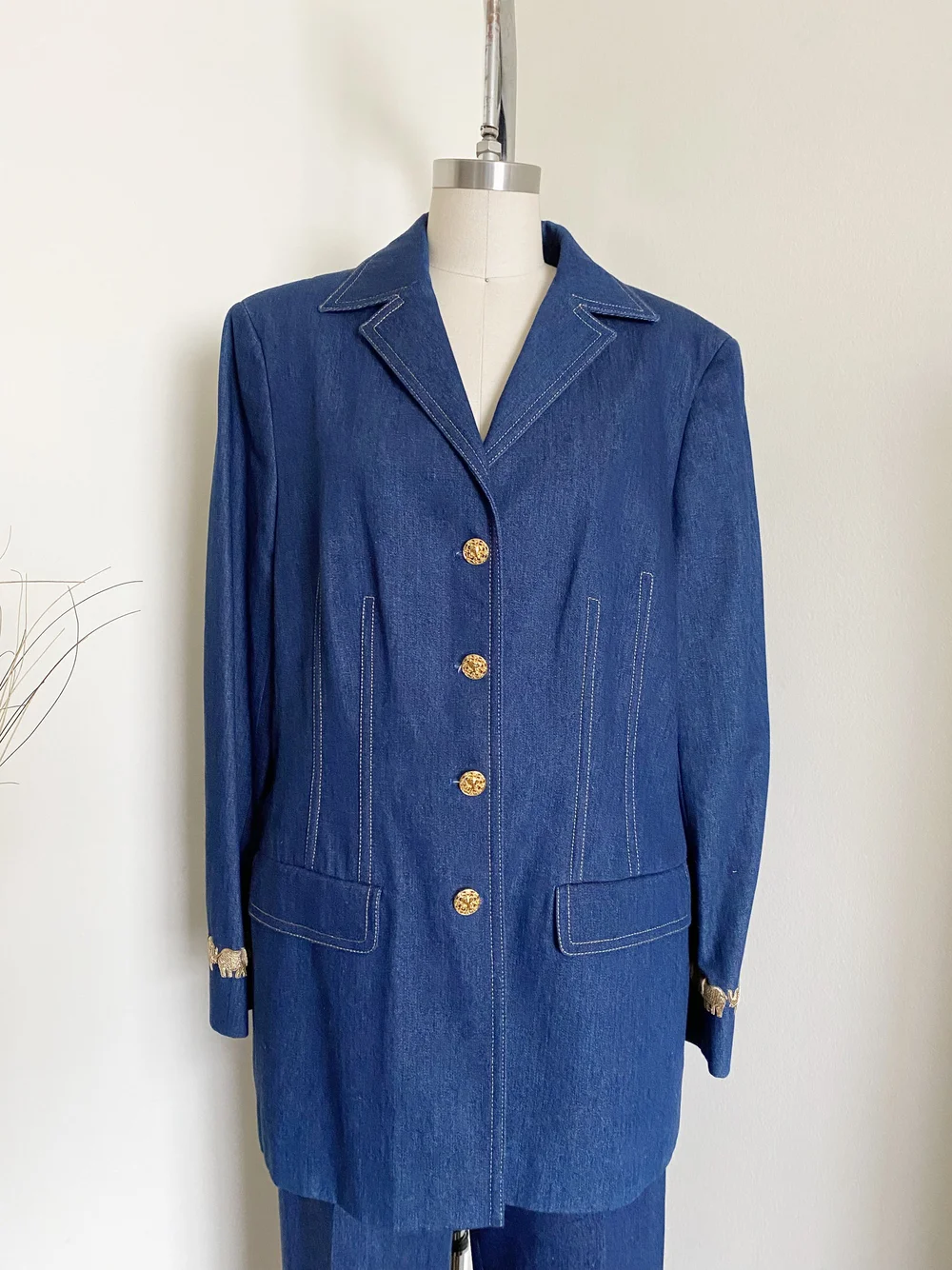 Denim Escada Blazer with Elephant Trim — We Move Vintage