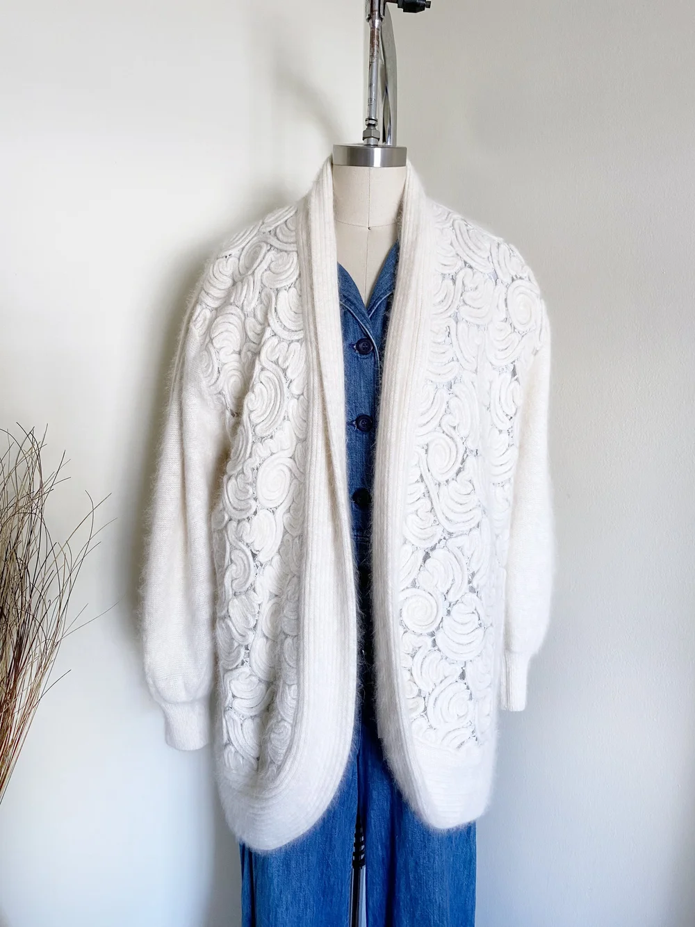 Ivory Angora Blend Cardigan — We Move Vintage