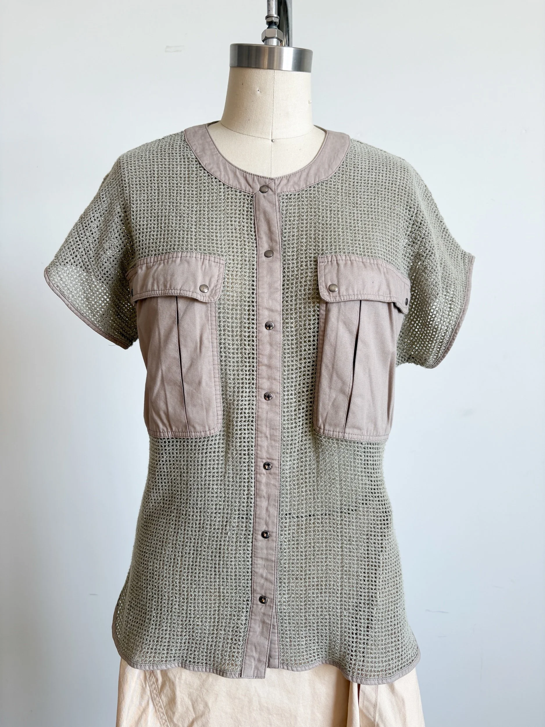 Light Olive Mesh Top
