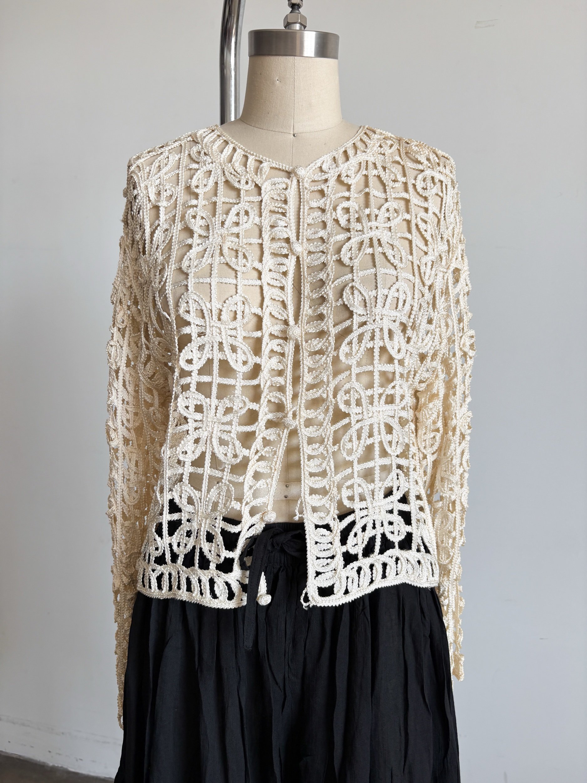 Cream Crochet Cardigan