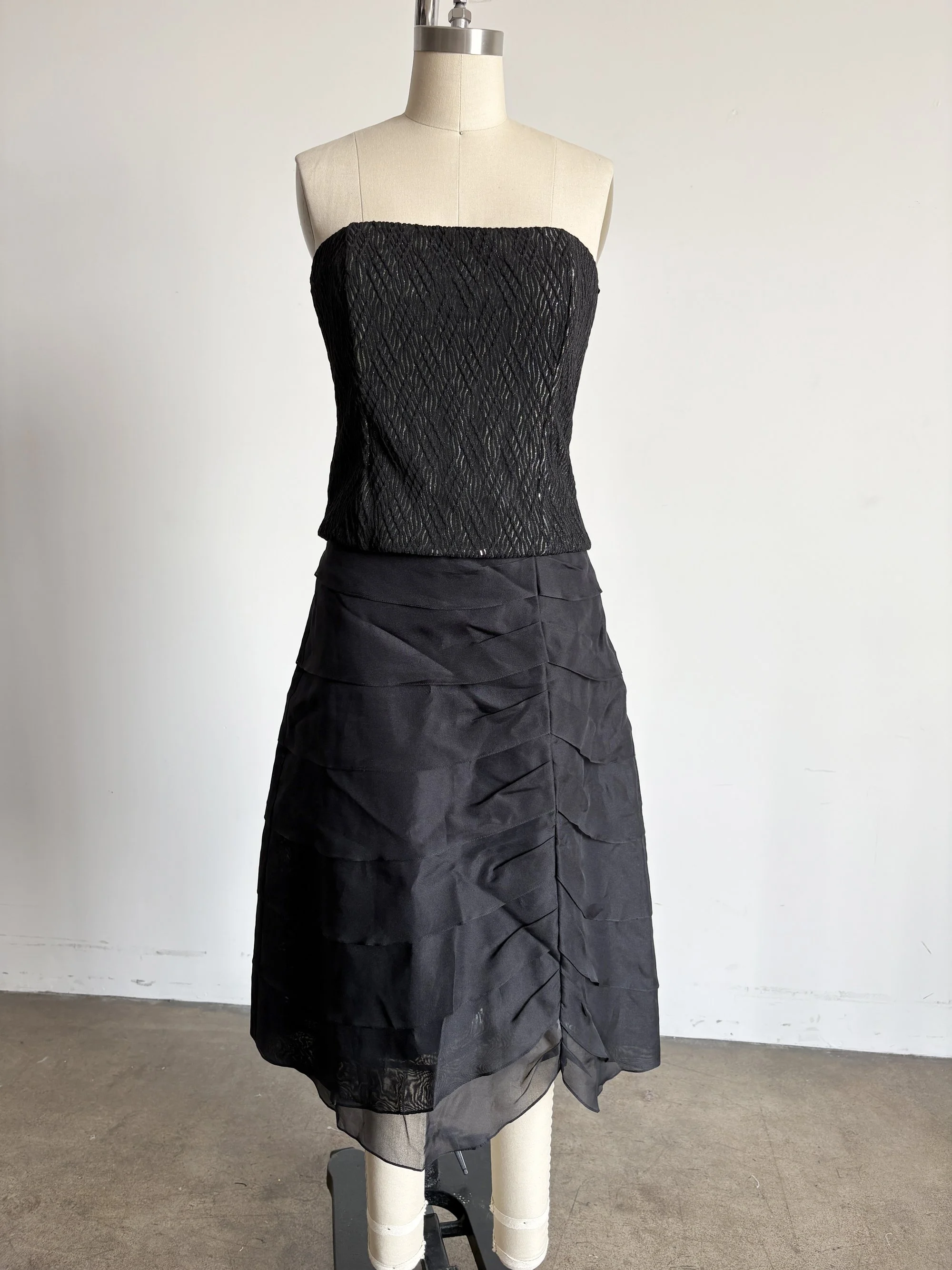 Layered Black Silk Skirt