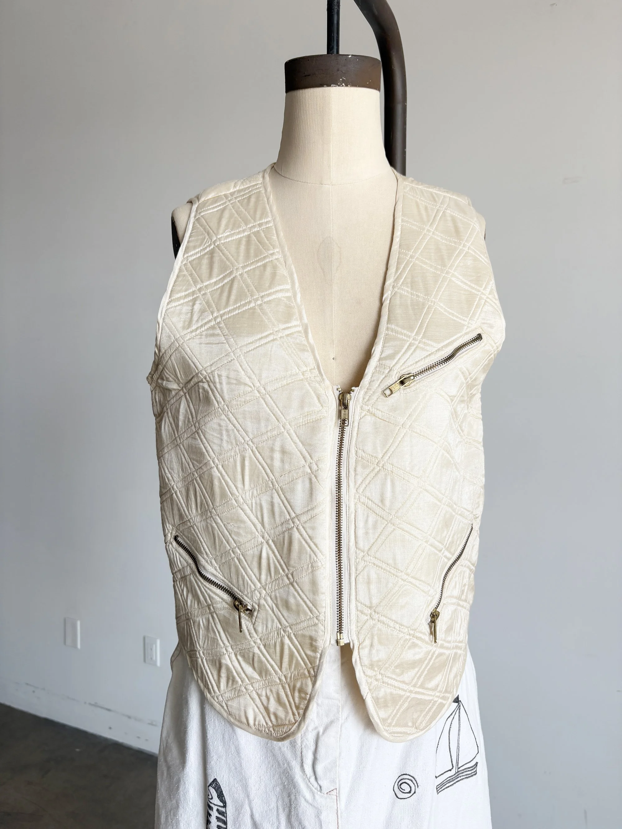 Cream Quilted Vest