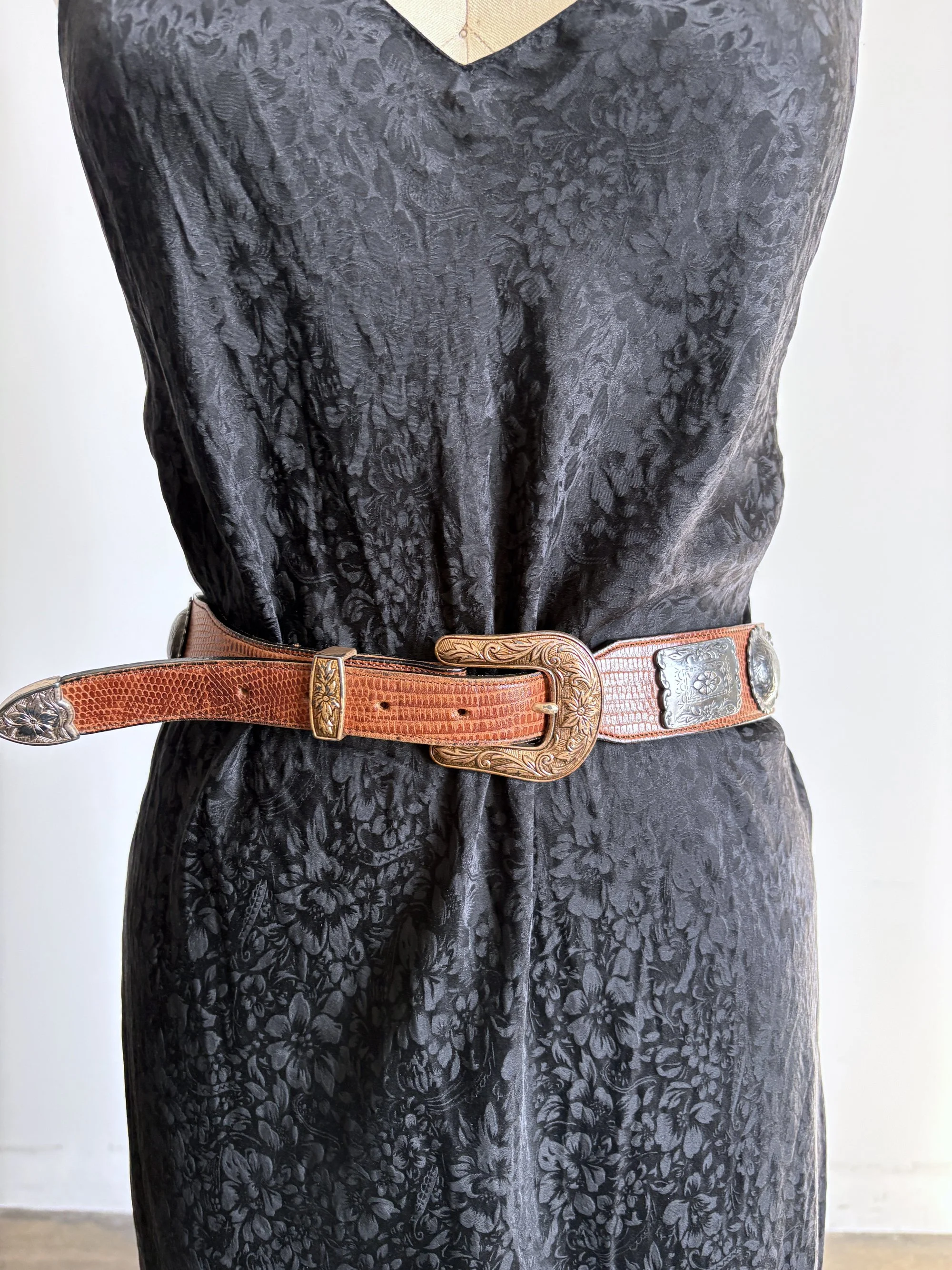 Brown Leather Embellished Belt