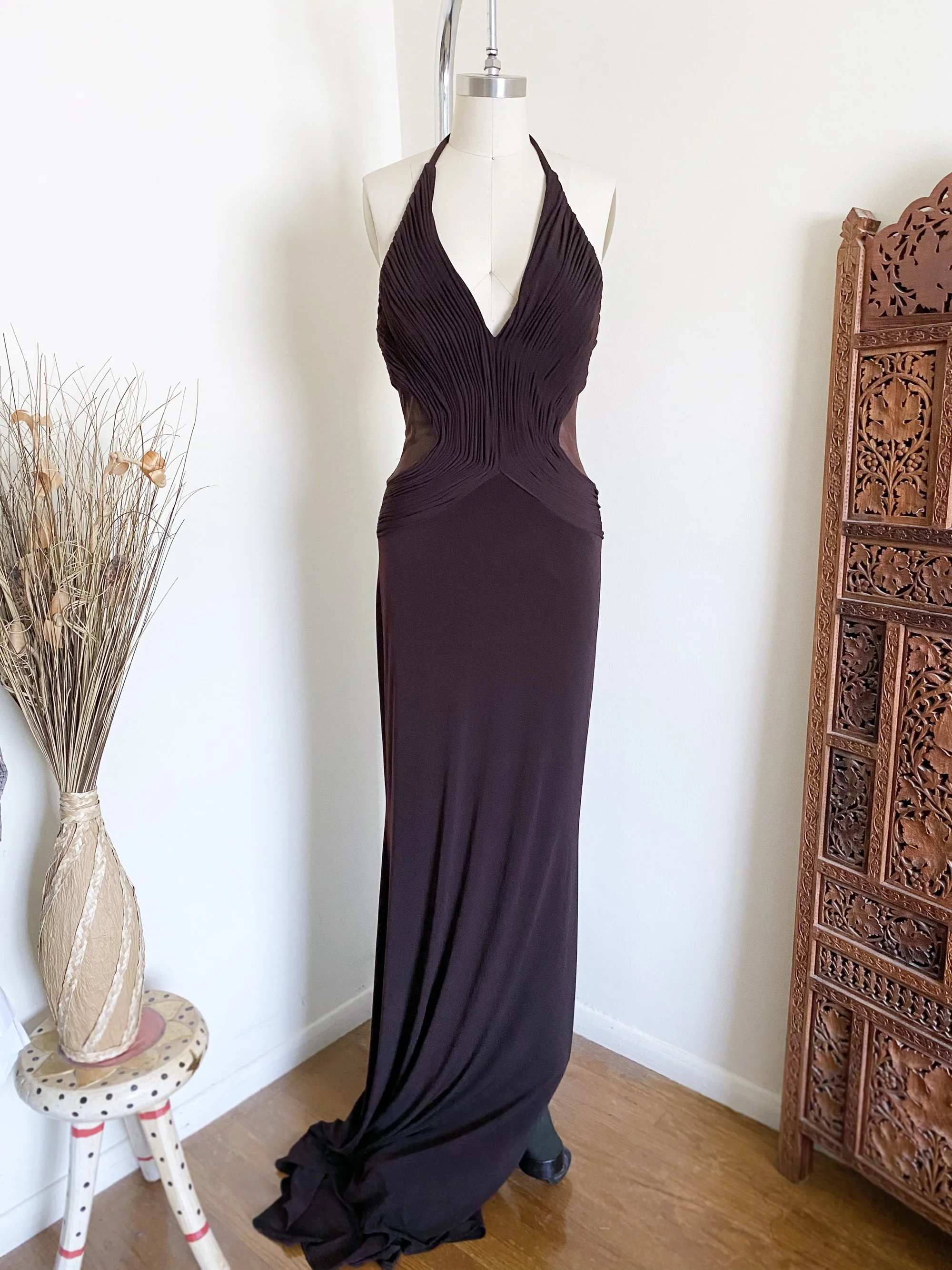 Incredible Brown Silk Jersey Dress by Lloyd Klein Couture