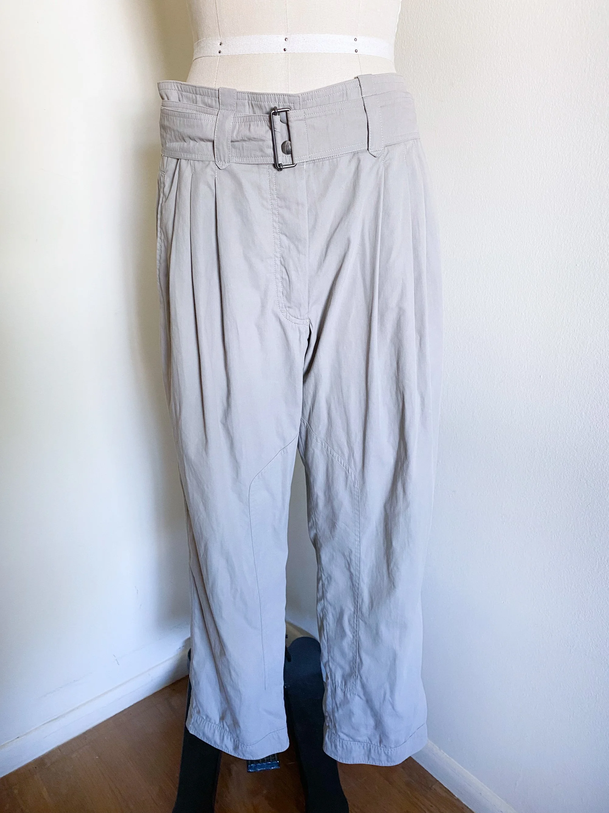 Gray Belted Trousers by Dries Van Noten